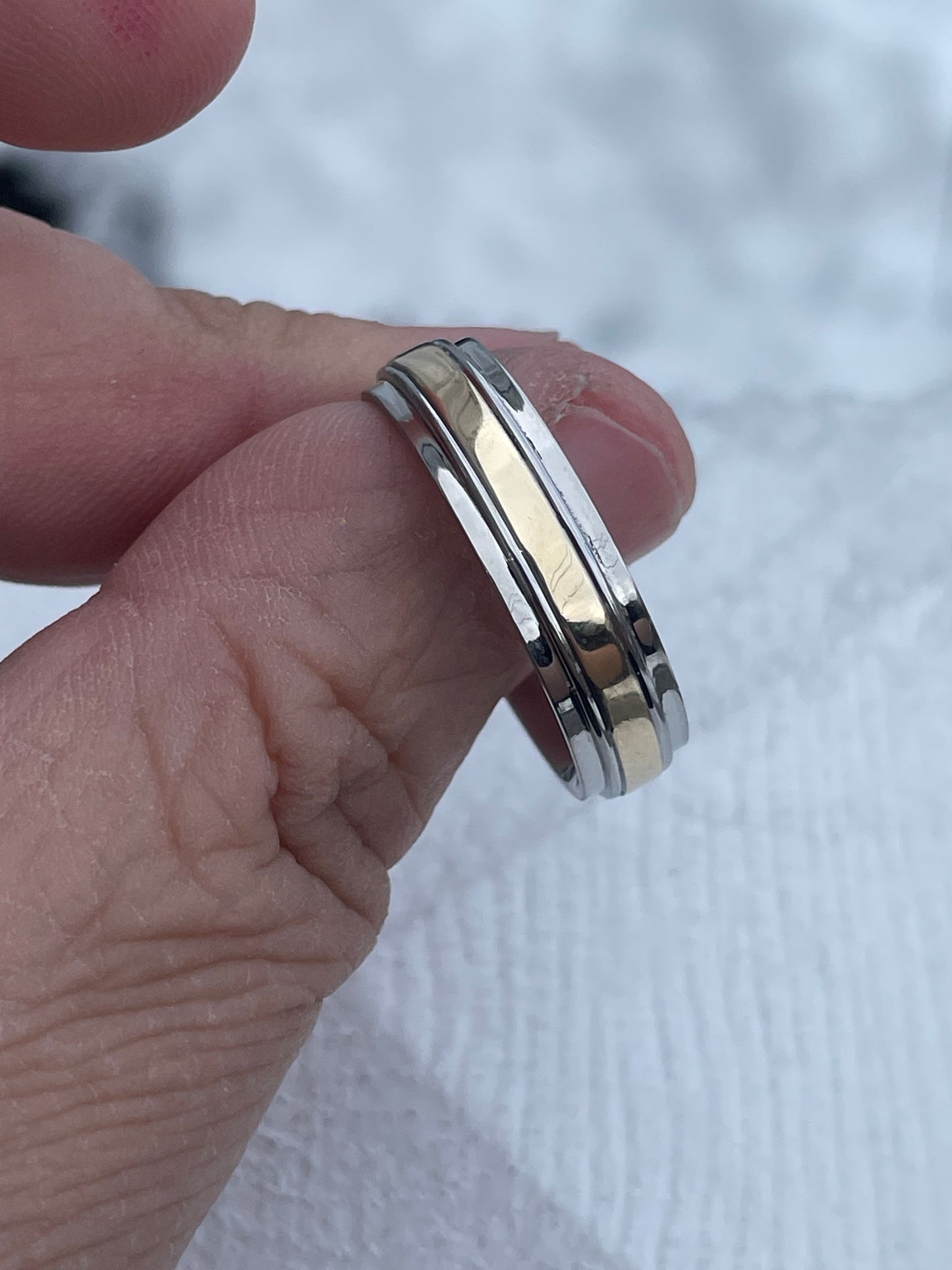 Stainless Steel & 10k Gold Band Ring Size 11