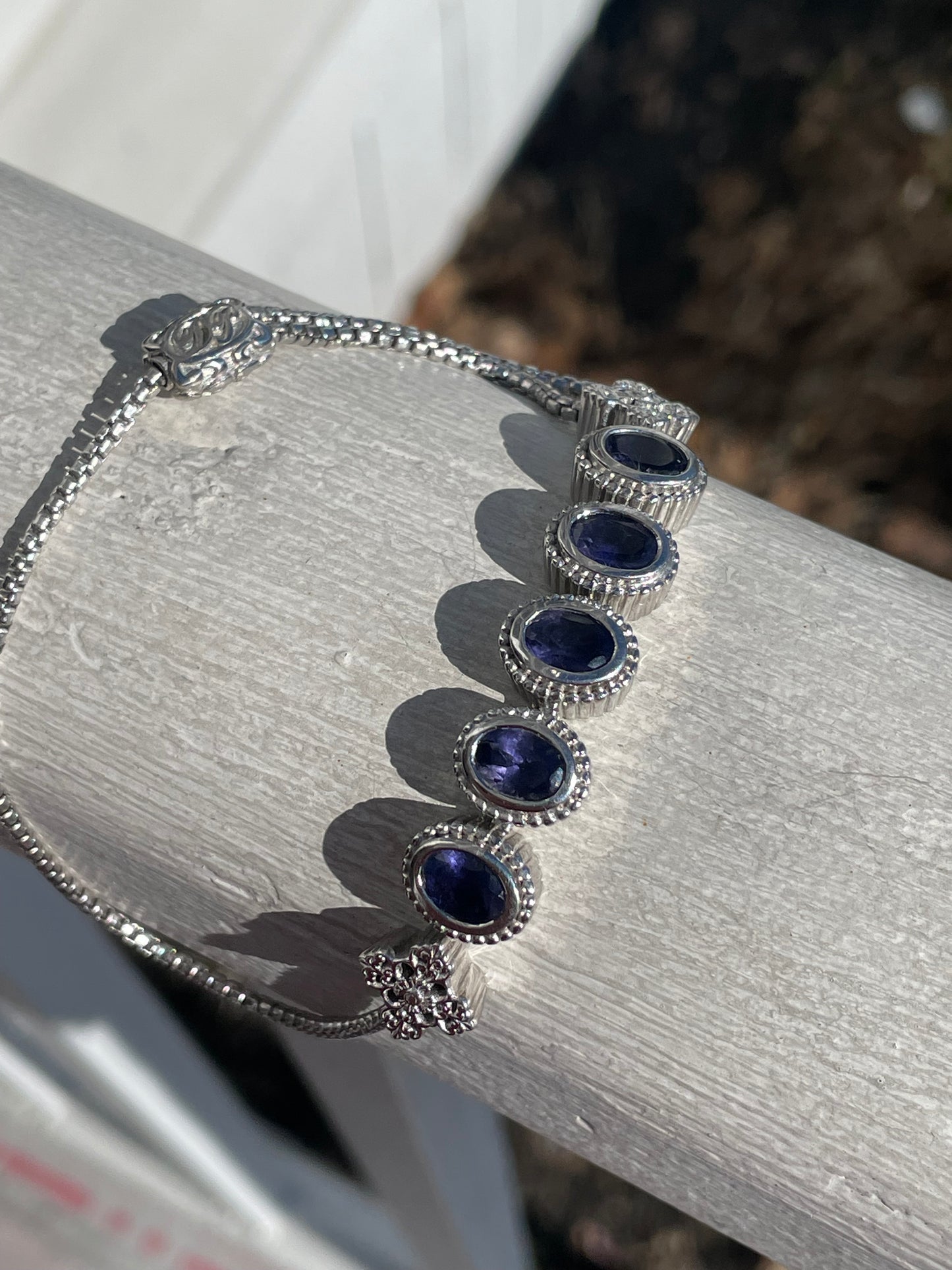 Designer Doug Paulson DP 925 Sterling Silver Iolite Cable Bracelet