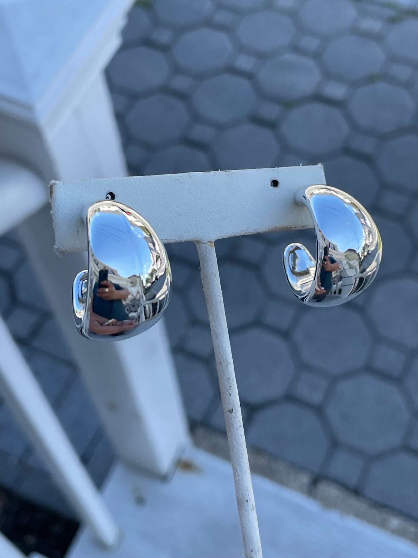 Silver plated Thick 3/4 Tapered Hoop Earrings