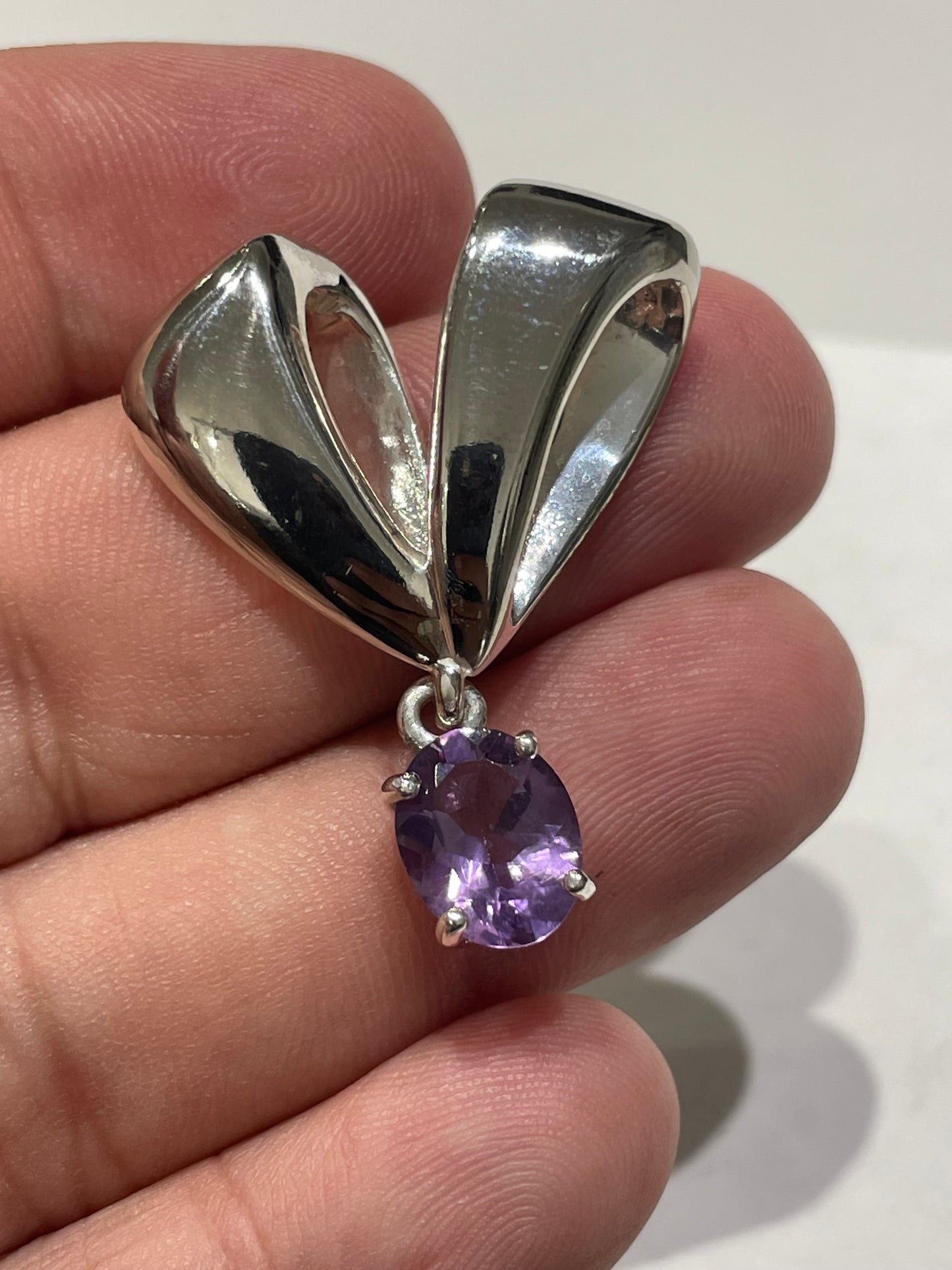 925 Sterling Silver Amethyst Slide Pendant