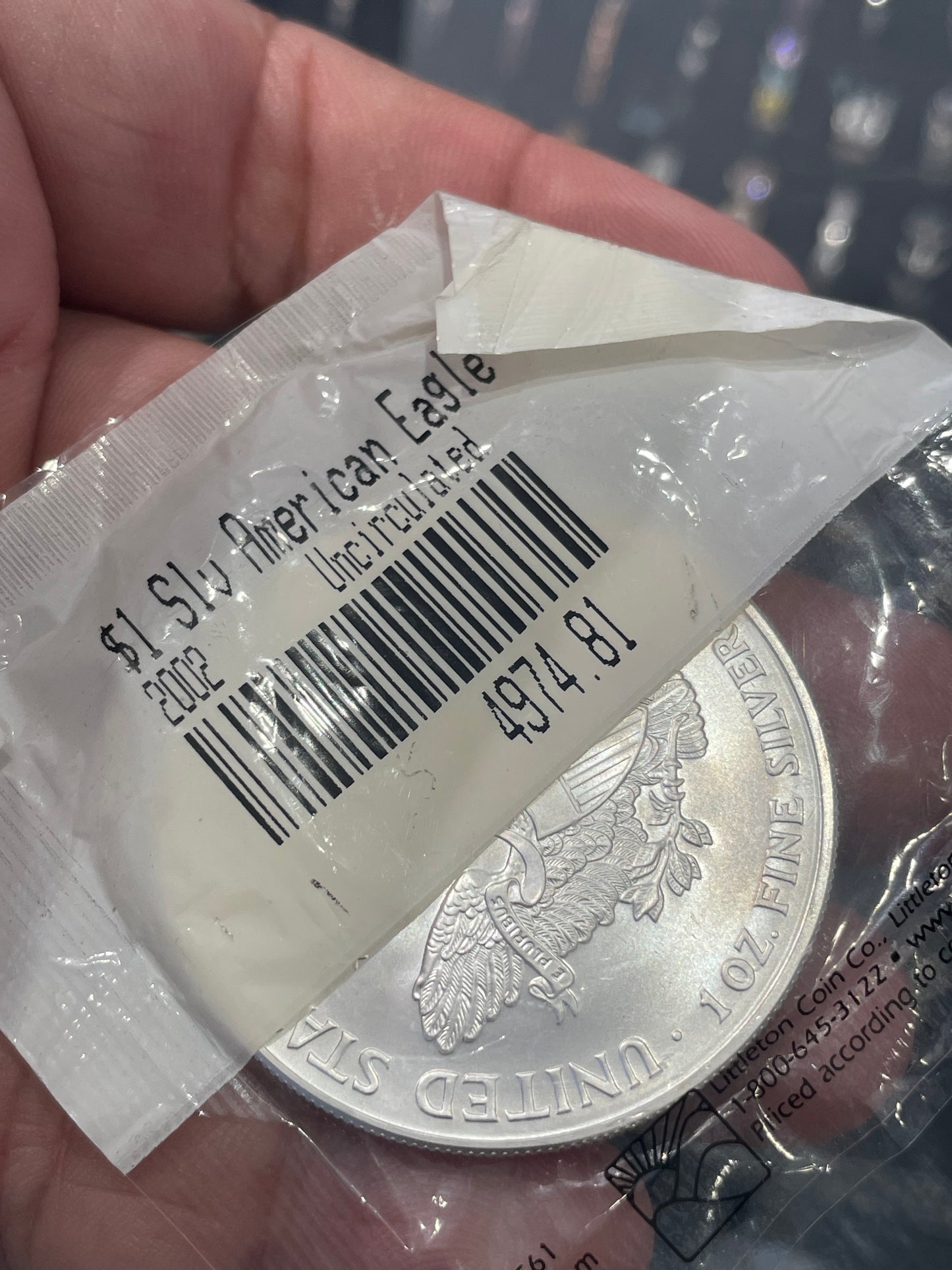 2002 UNC 1oz Silver Eagle Dollar Coin