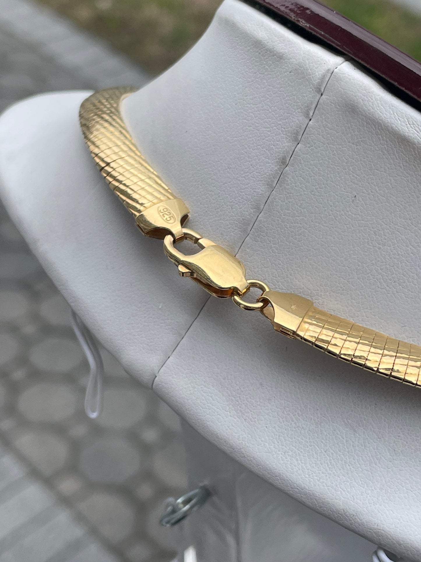 925 Sterling Silver Vermeil 9mm Thick Omega Chain 16”