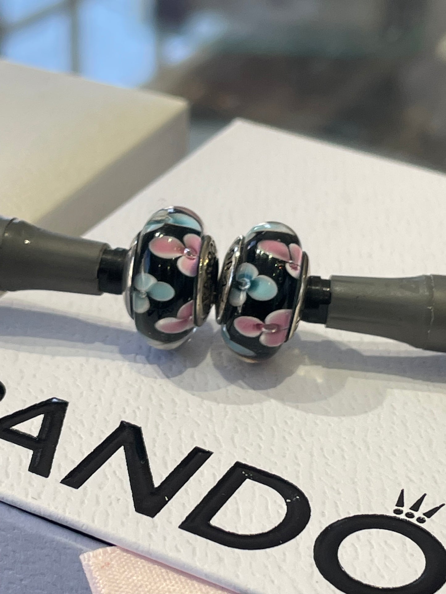 Pandora 2pc Lot Set Midnight Lovers Garden Muranos
