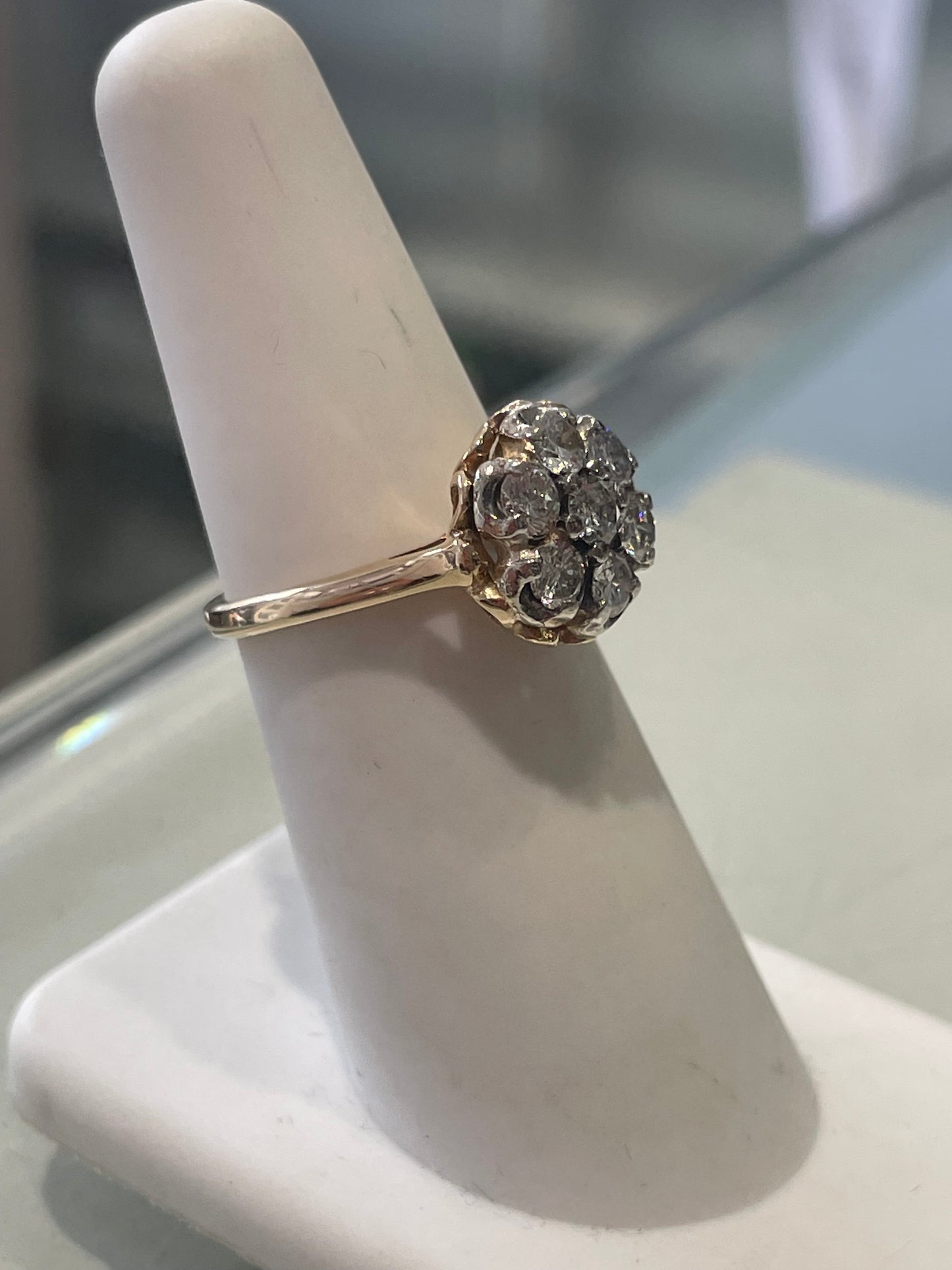 14k Gold 1.40ct Natural Diamond Cluster Ring Size 5.75