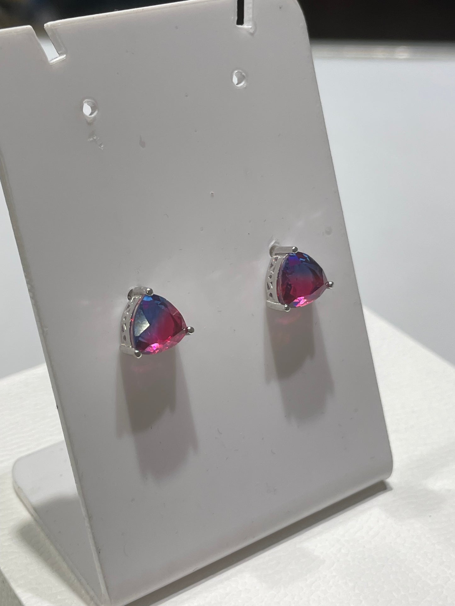 925 Sterling Silver Bi-Color Quartz Stud Earrings