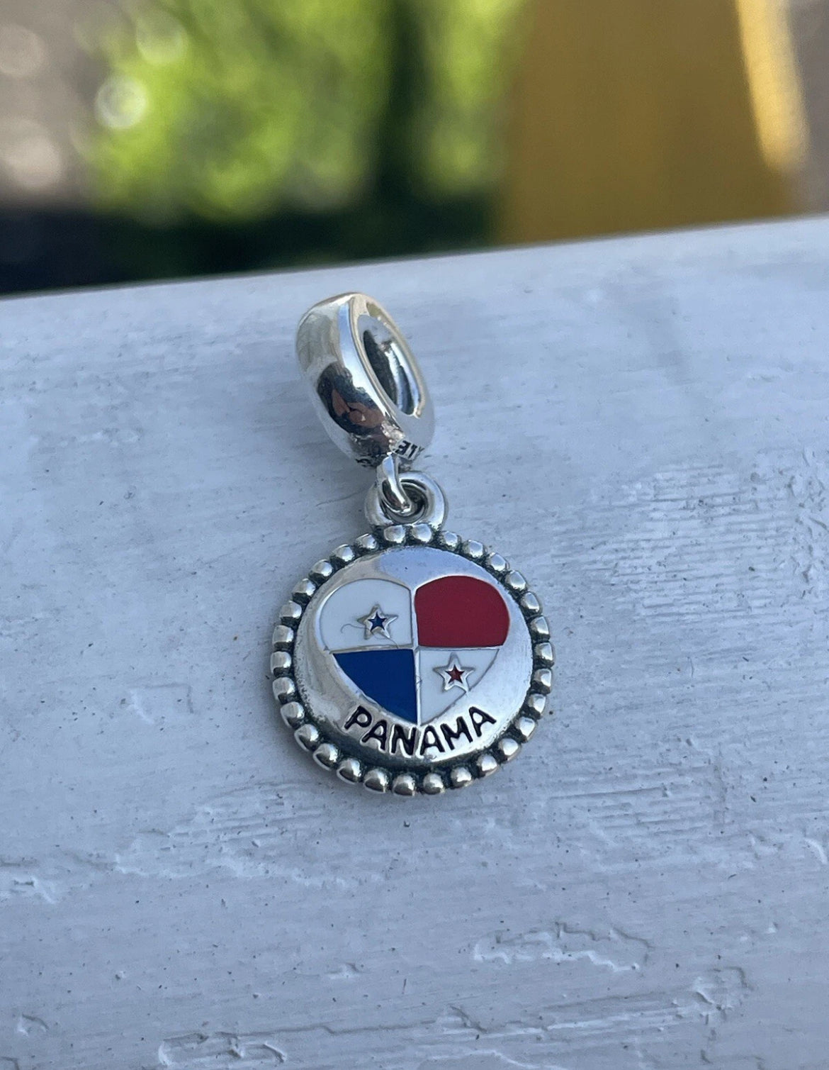Pandora Panama Heart Flag Country Exclusive Travel Dangle Charm