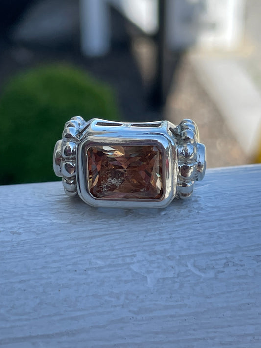 Designer ClD Clyde Duneier 5.65ct Champagne Topaz Ring Size 7.5
