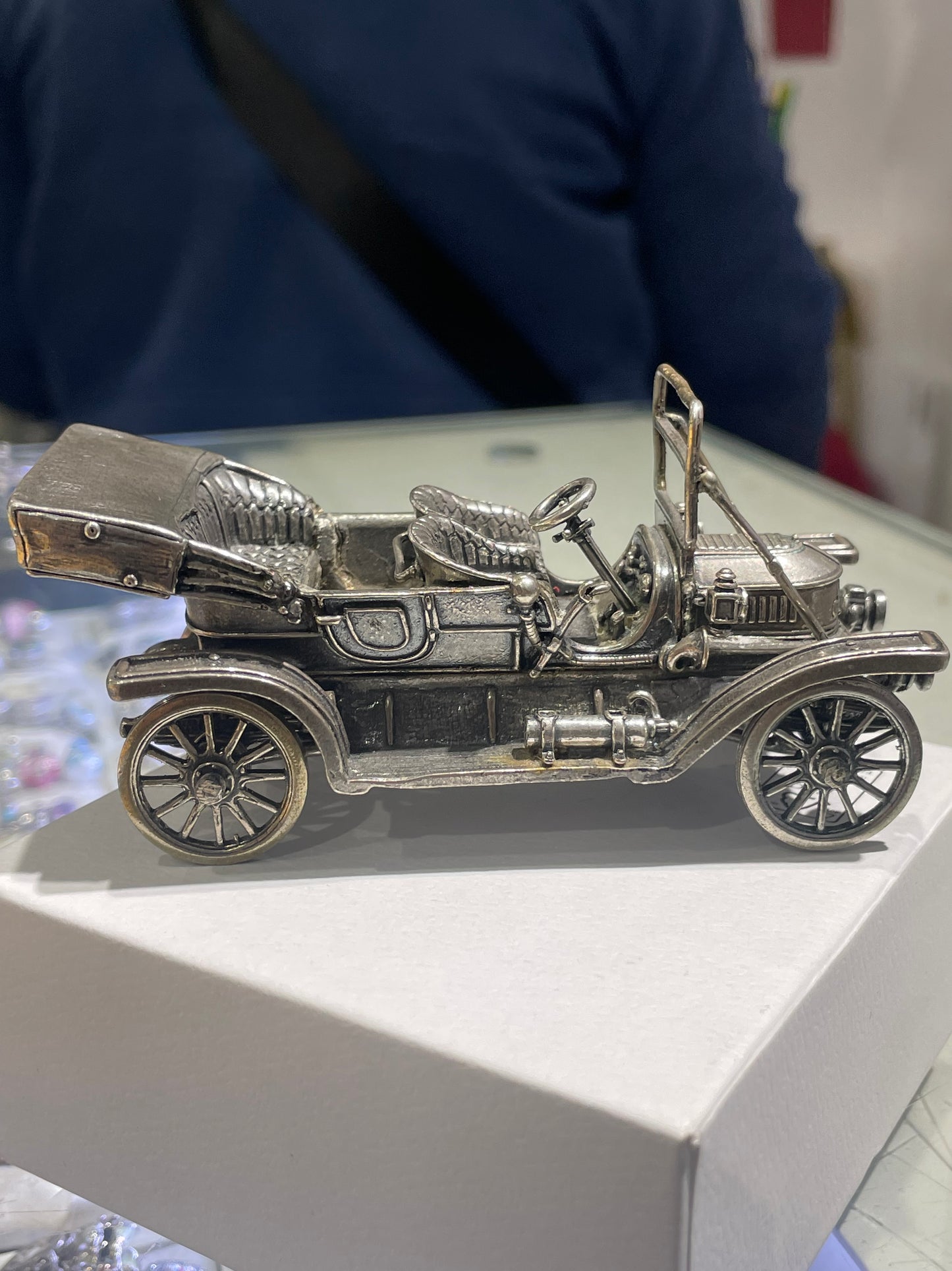 1911 Silver Stanley Steamer 70 Miniature Model Car ~ Franklin Mint