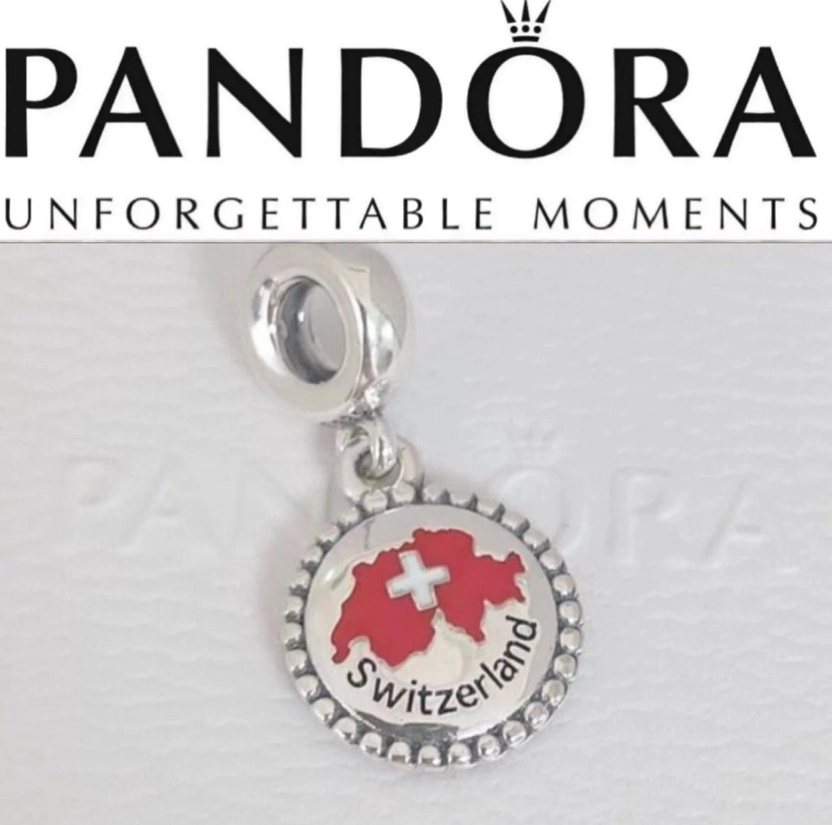 Pandora Country of Switzerland Exclusive Map Flag Dangle Moments Travel Charm