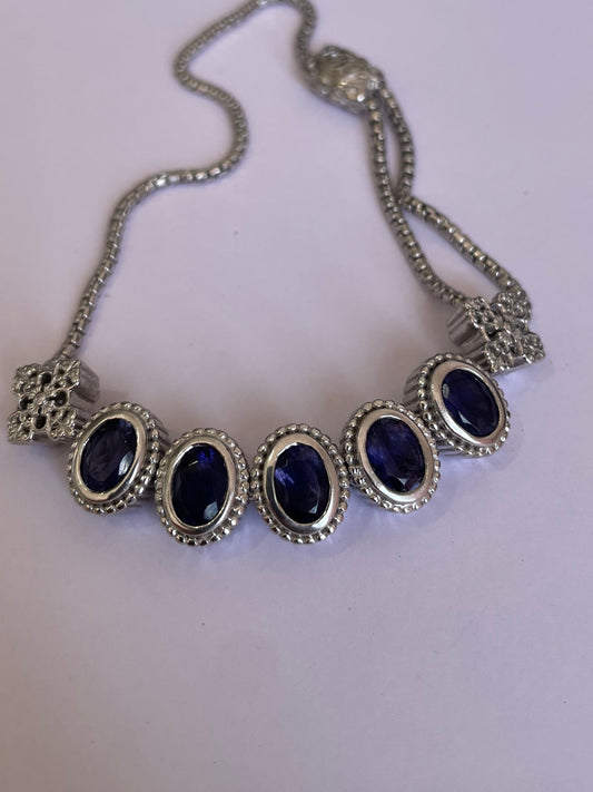 Designer Doug Paulson DP 925 Sterling Silver Iolite Cable Bracelet