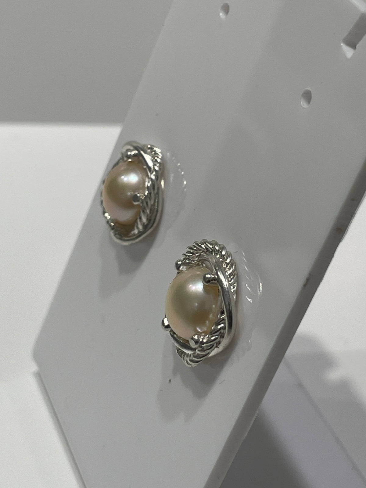 David Yurman Infinity Settings Freshwater Pearl Custom Made Earrings