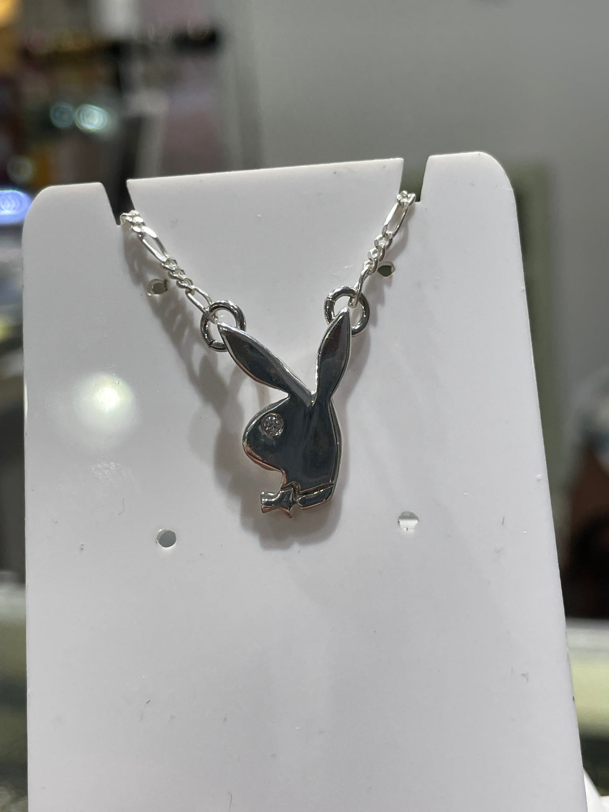 925 Sterling Silver Vintage Playboy Bunny Charm Pendant Necklace