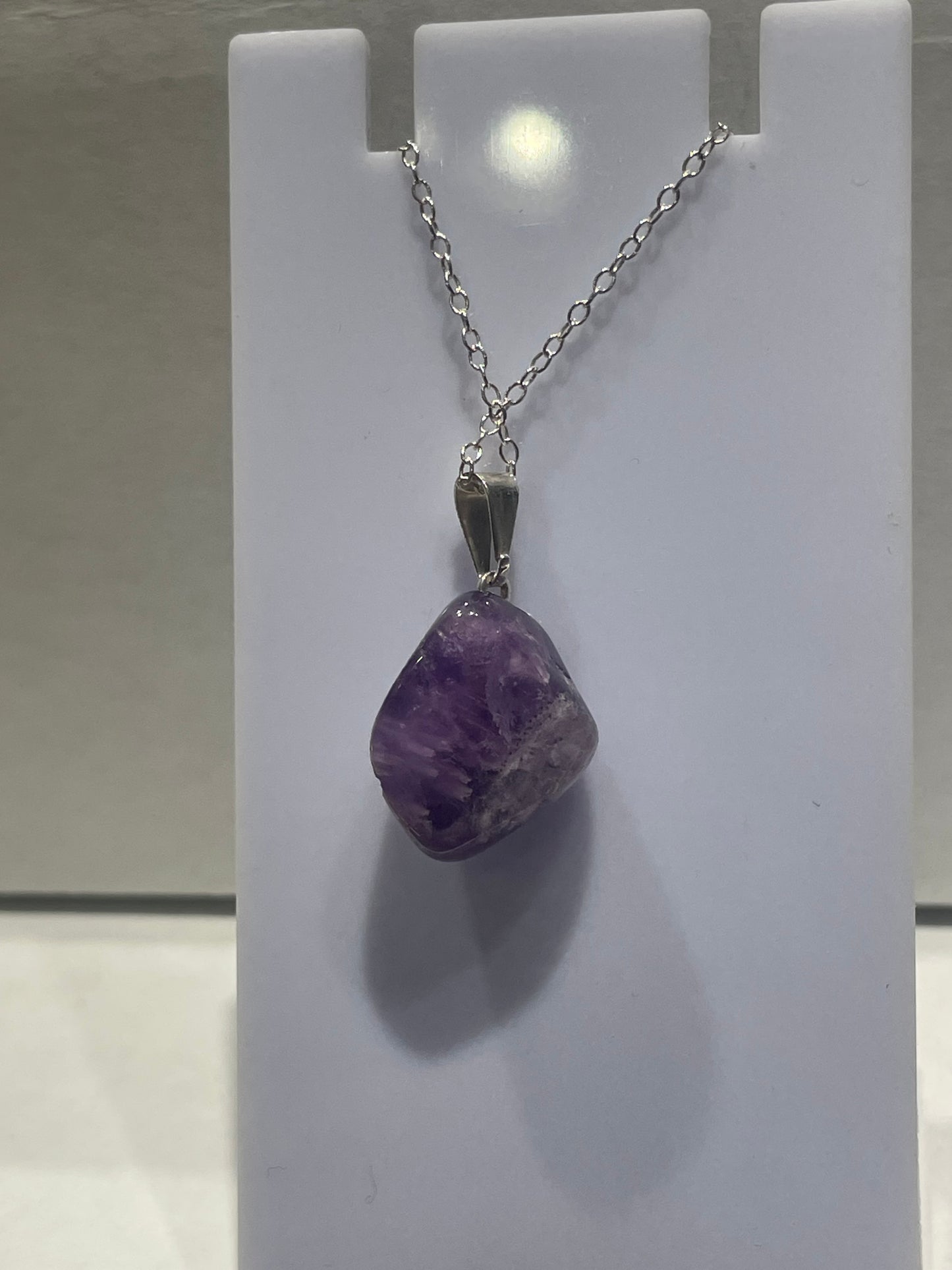 925 Sterling Silver Raw Amethyst Stone Necklace