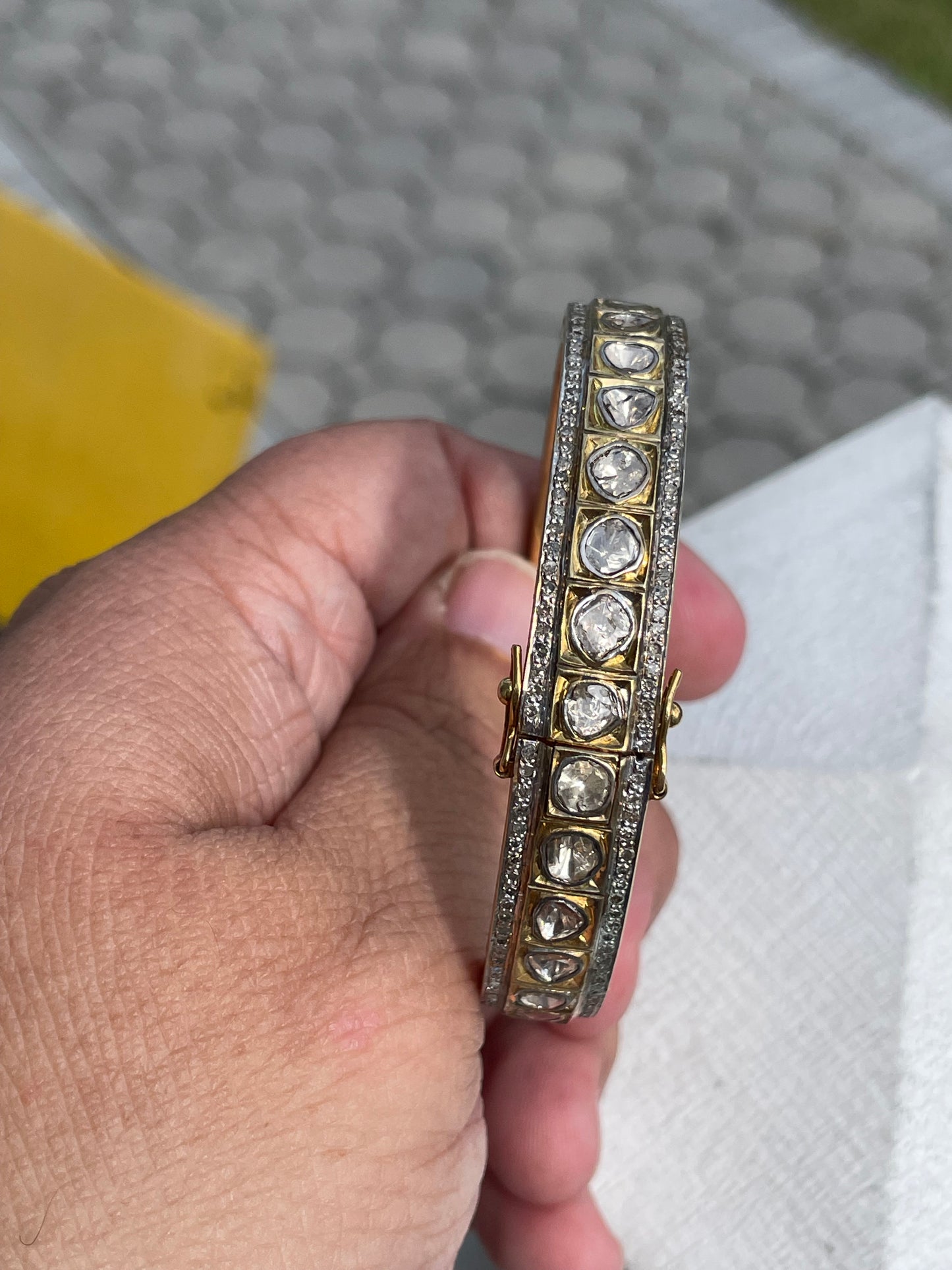 Vermeil 20.00ct Natural Diamond Bangle Bracelet 7”