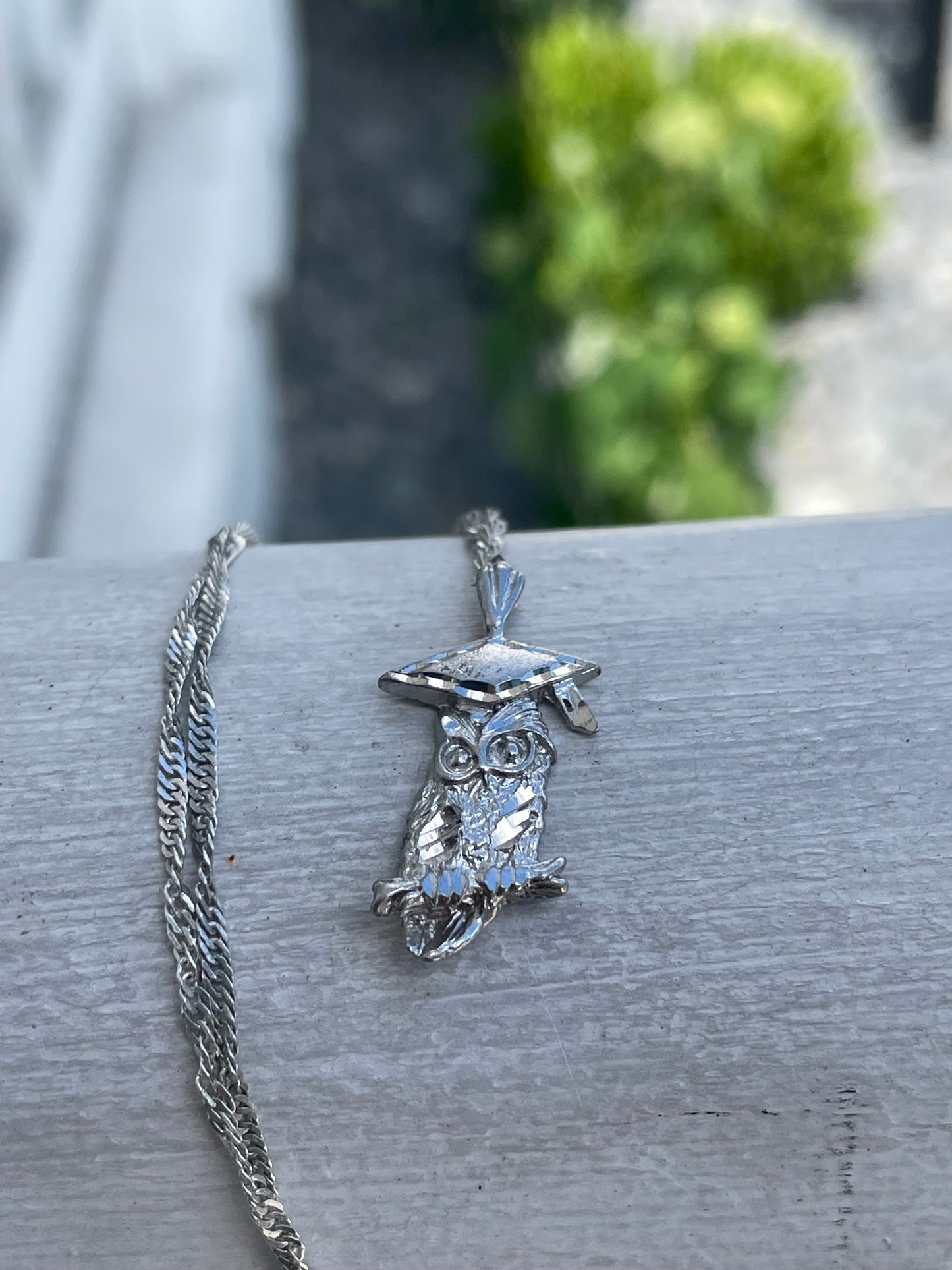 925 Sterling Silver Graduation Owl Necklace 20”