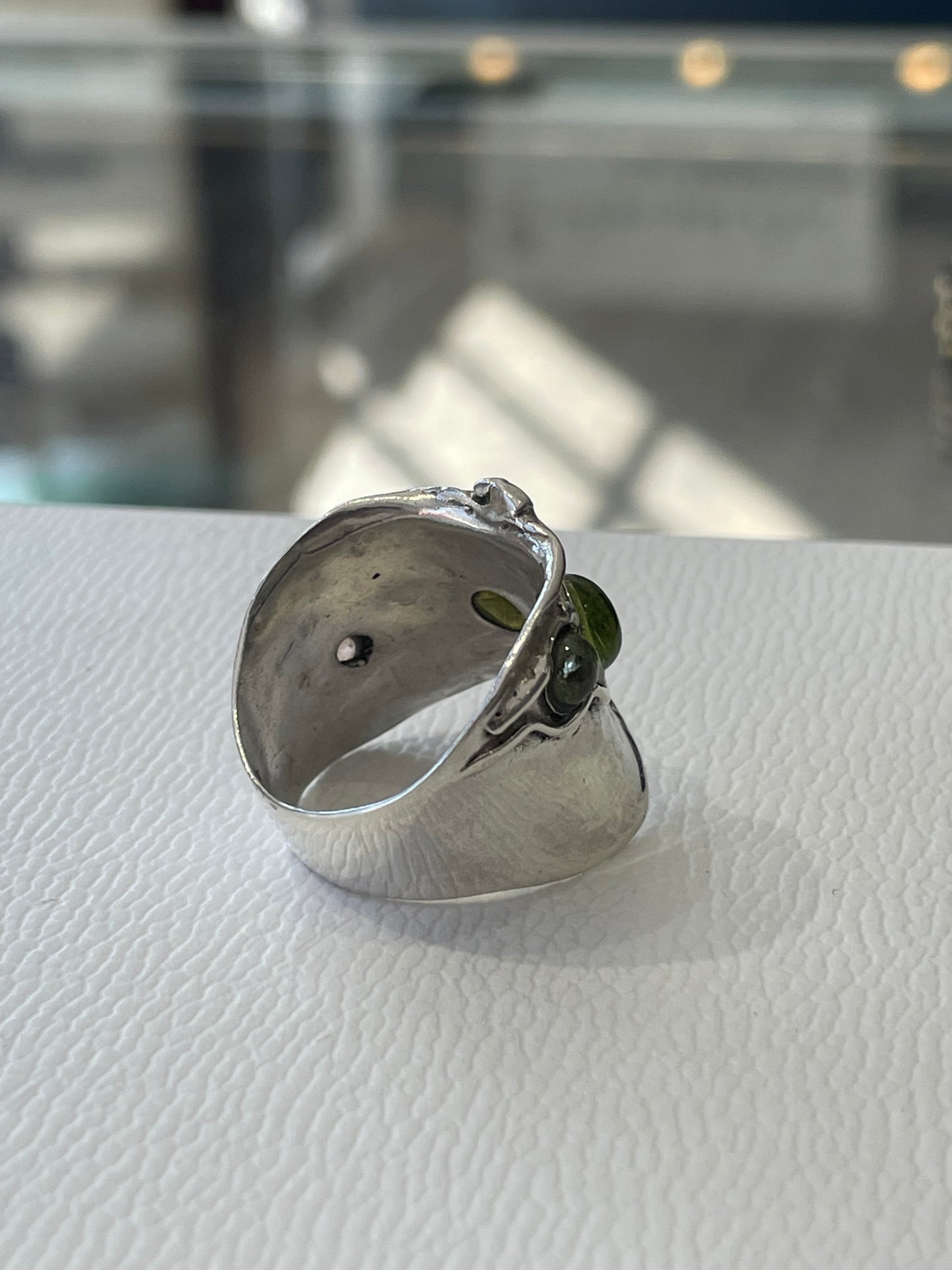 925 Sterling Silver Handmade Peridot & Amethyst Band Ring