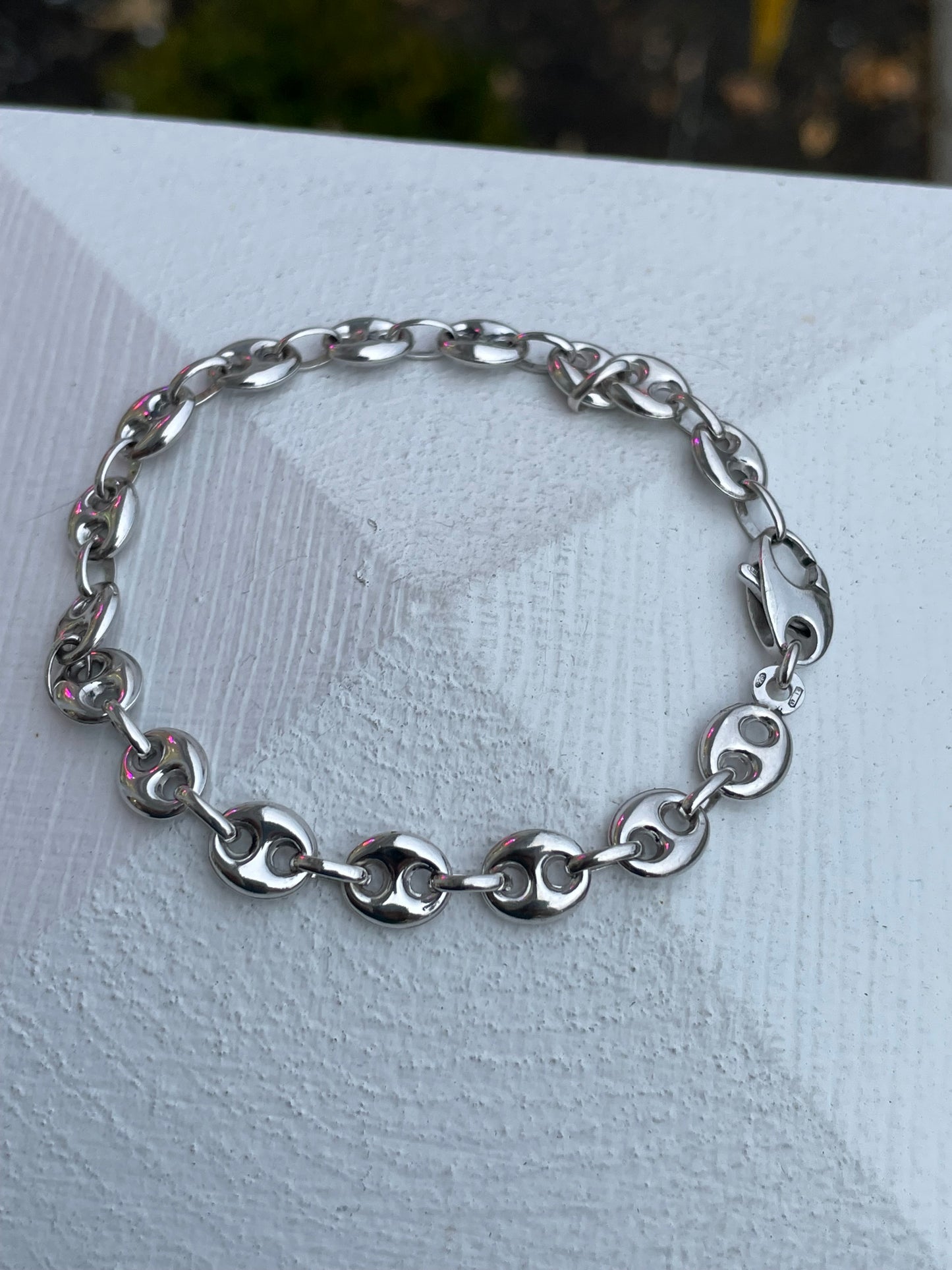 925 Sterling Silver Puff Gucci Link Bracelet 7.25”