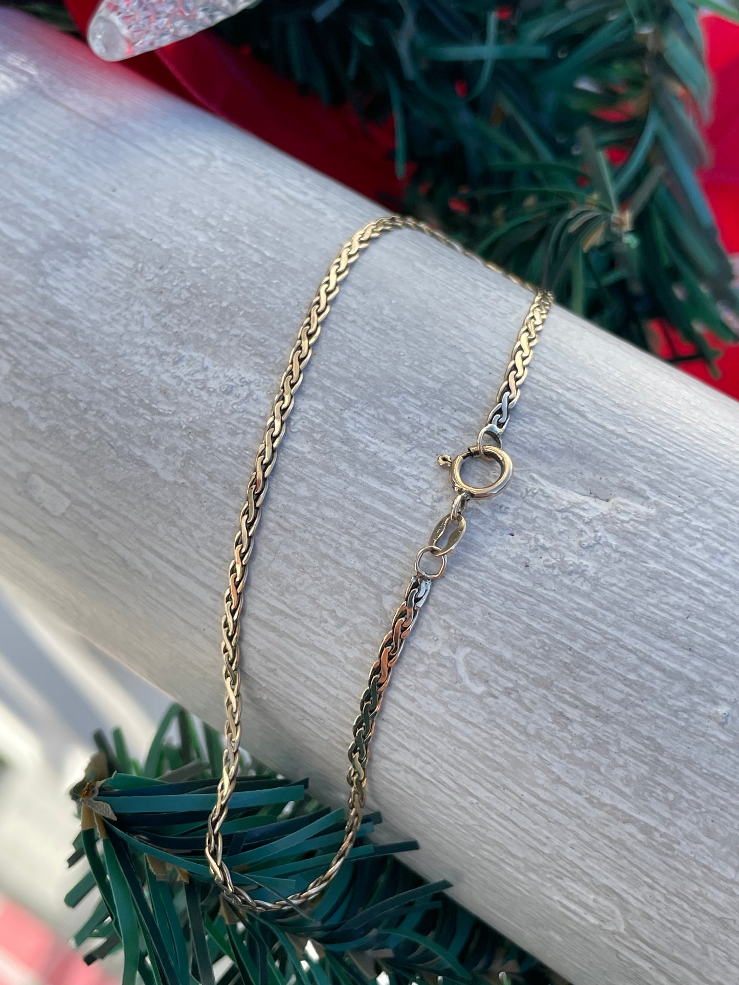 14k Gold Braided Wheaton Link Bracelet 7”