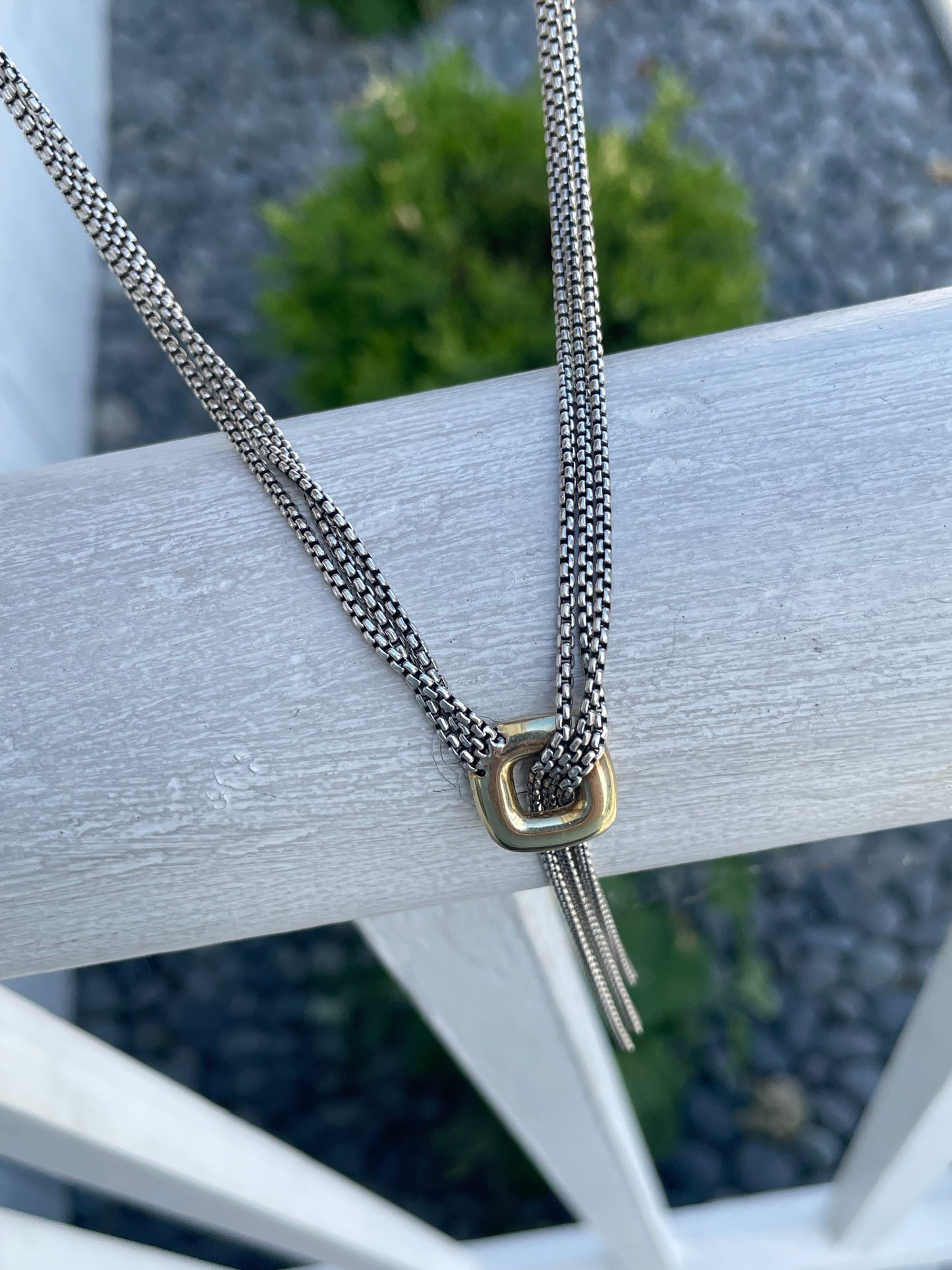 Retired David Yurman Multi Cable Strand Tassel Necklace 15” + 3” plunge