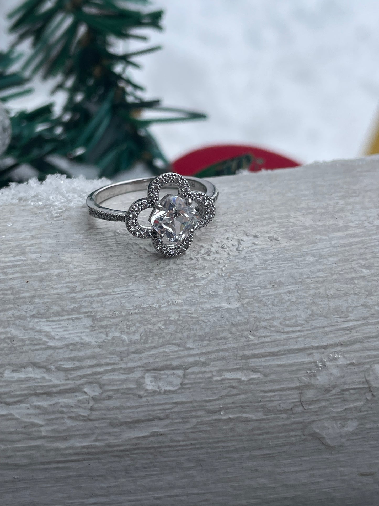 925 Sterling Silver Cz Quatrefoil Ring Size 7