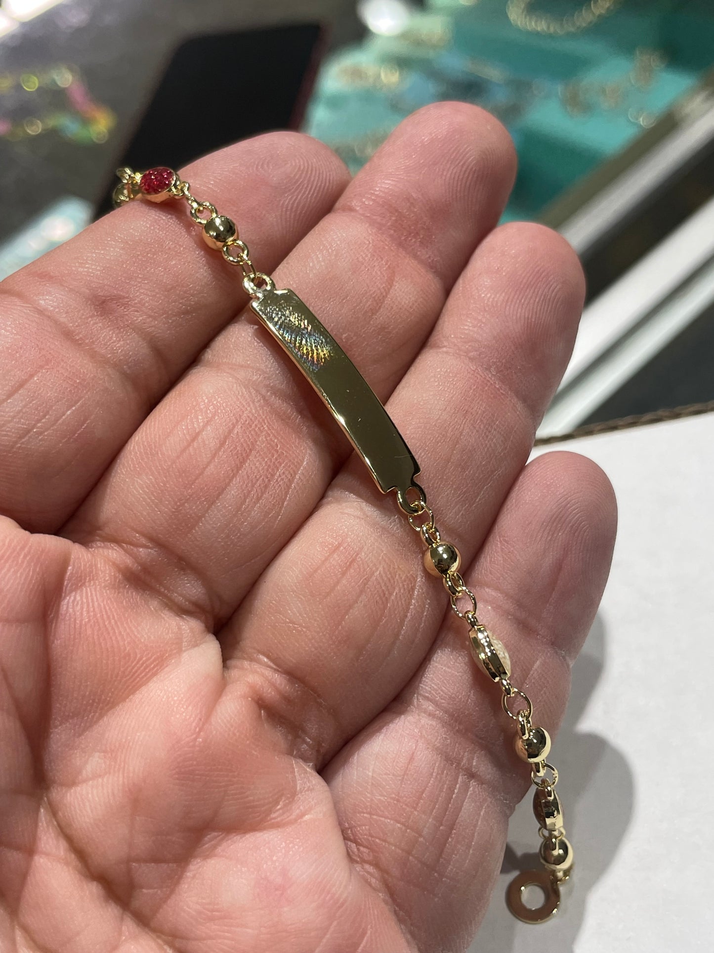 Kids Gold Plated Fancy Color Station ID Bracelet