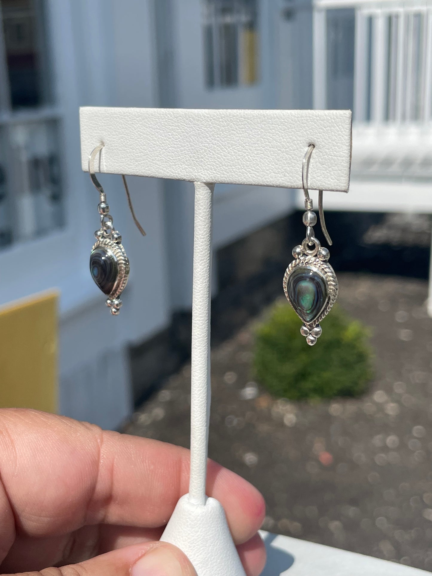 925 Sterling Silver Abalone Drop Earrings