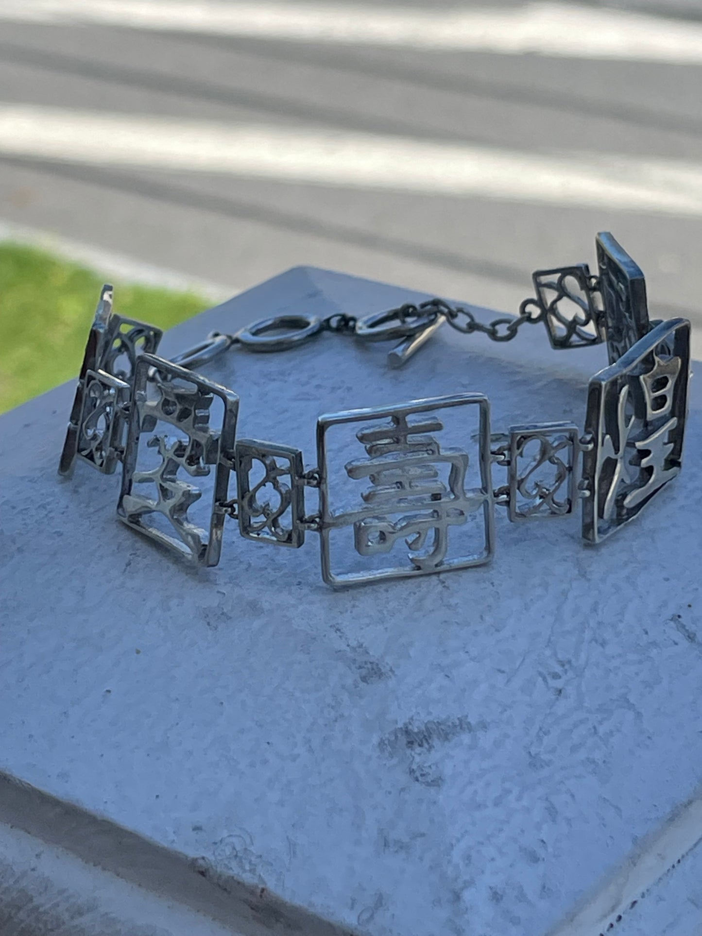 925 Sterling Silver Chinese Proverbs Bracelet 8”-9”