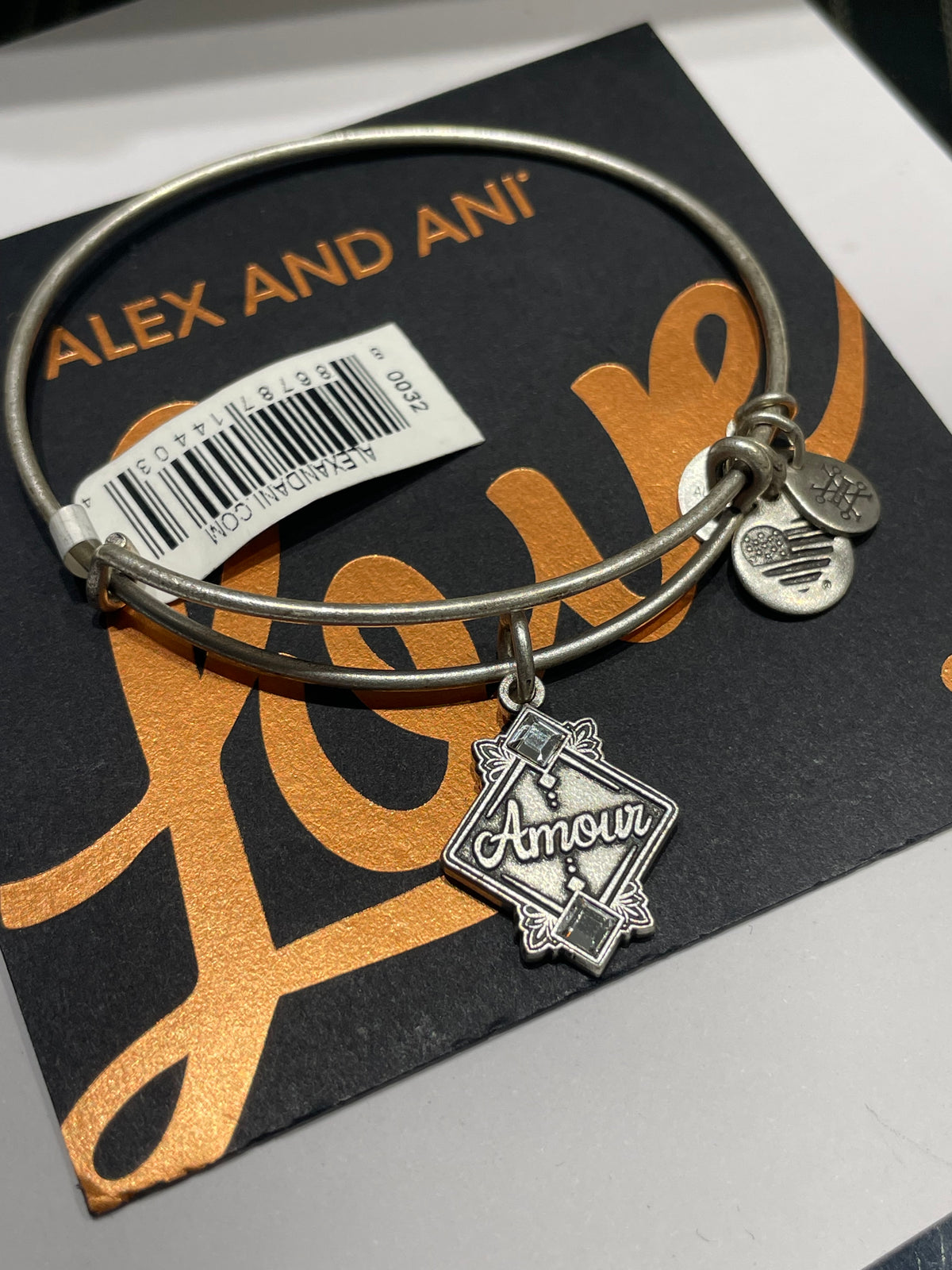 Alex and Ani Silver Tone Amour Love Bracelet - New with Tags and Gift Box