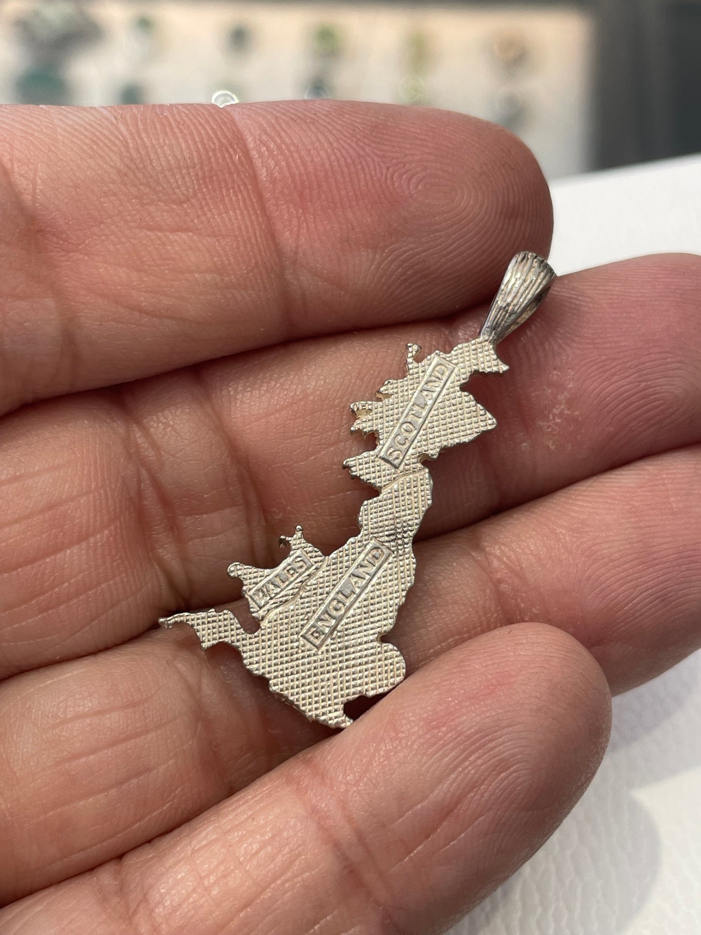 Silver England Scotland Wales Map Charm Pendant Sterling 925