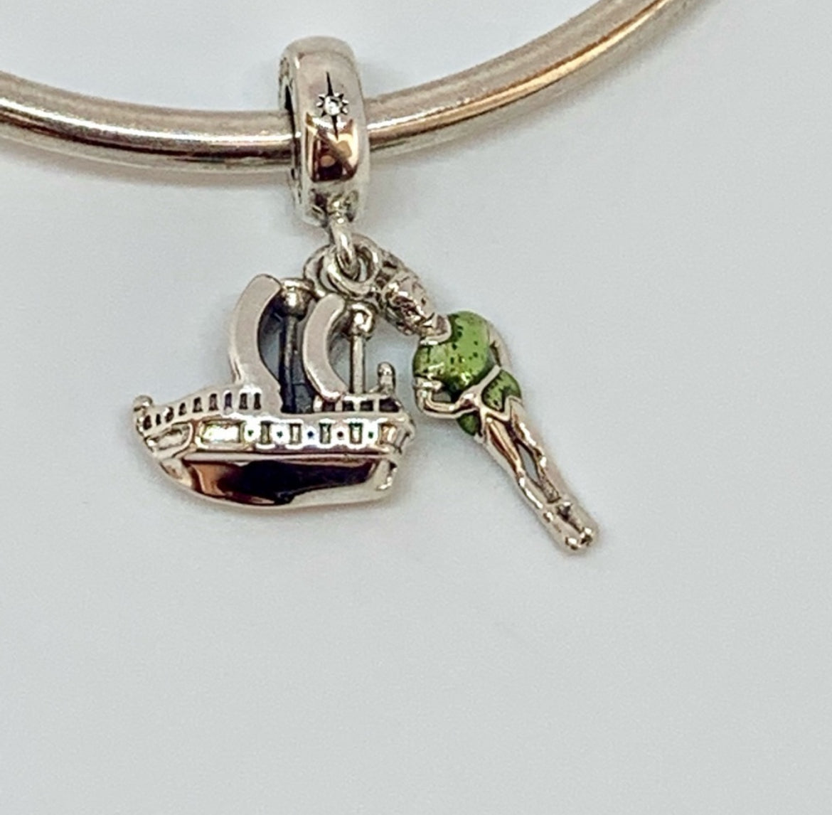 Pandora x Disney Parks Exclusive Peter Pan Jolly Roger Retired Dual Dangle Charm