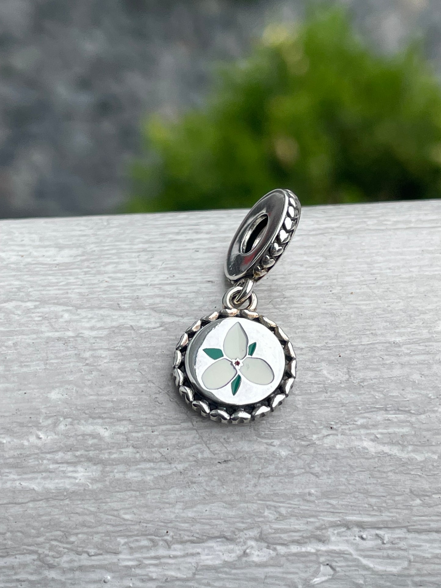 Pandora Ontario Canada Country Travel Exclusive White Trillium Flower Dangle Charm