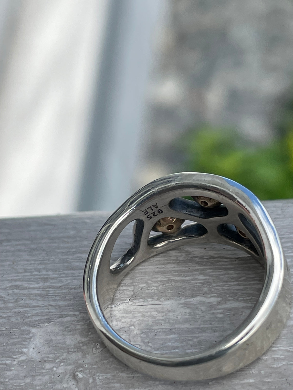 Retired Pandora 190154D - ALE 925 & 14K Gold Diamond Flower Ring Size 7.5