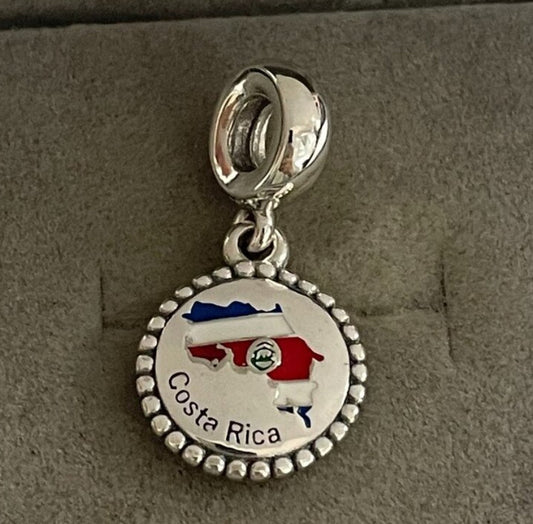 Pandora Costa Rica Country Map Flag Exclusive Travel Dangle Charm