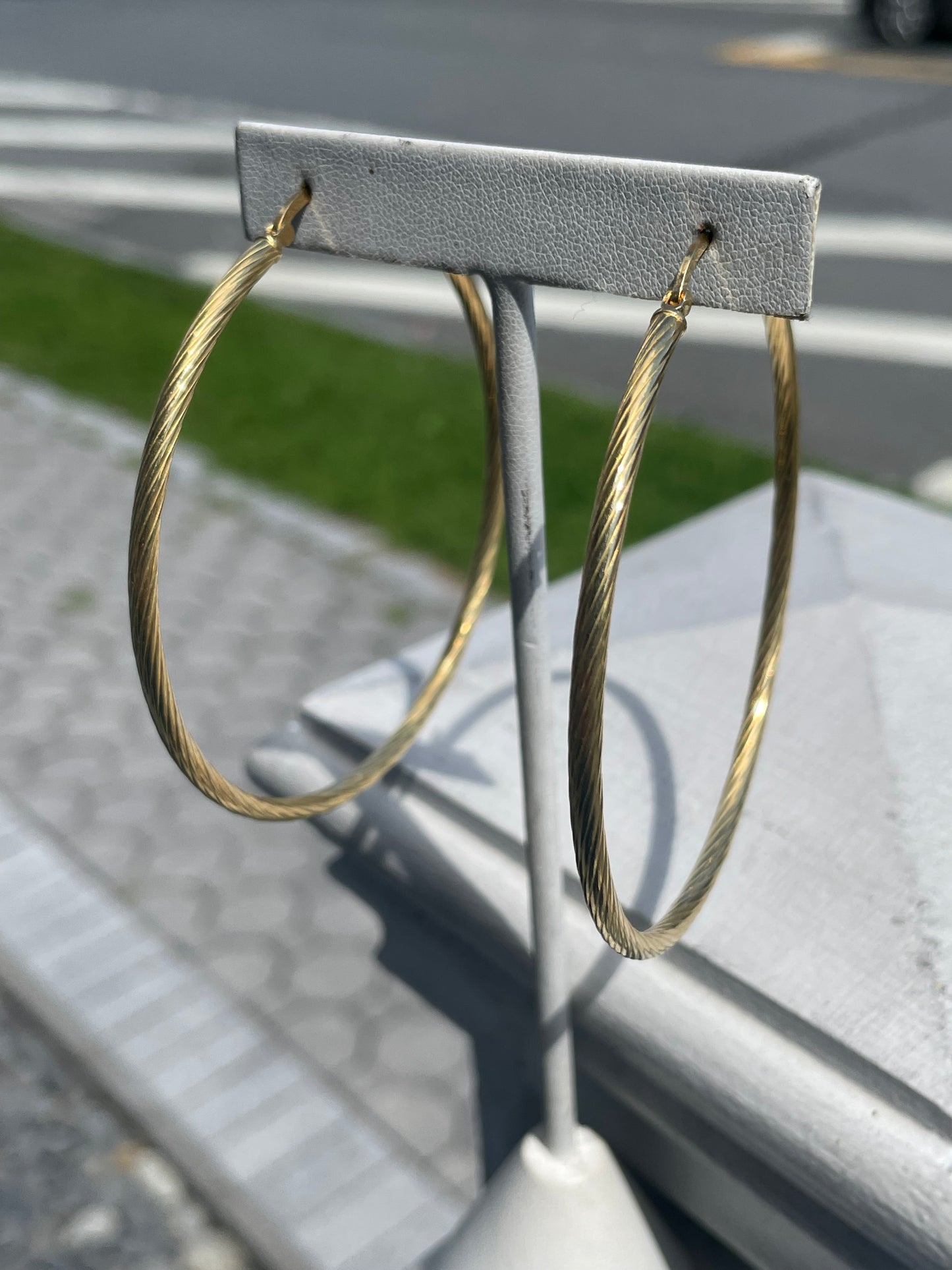 925 Sterling Silver Vermeil 70mm Twist Hoop Earrings