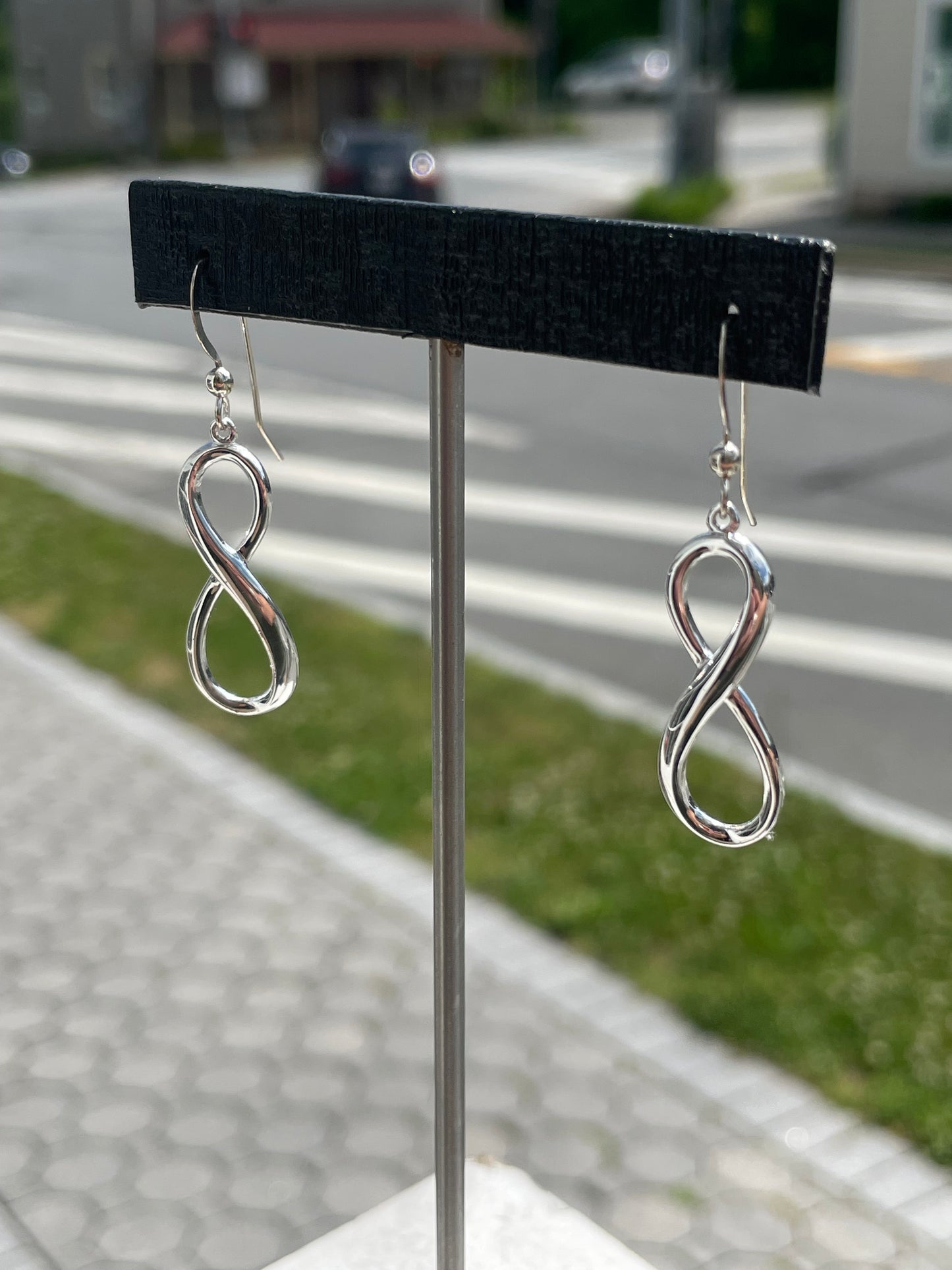 925 Sterling Silver Vertical Infinity Dangle Earrings