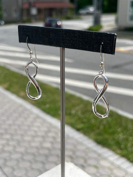 925 Sterling Silver Vertical Infinity Dangle Earrings