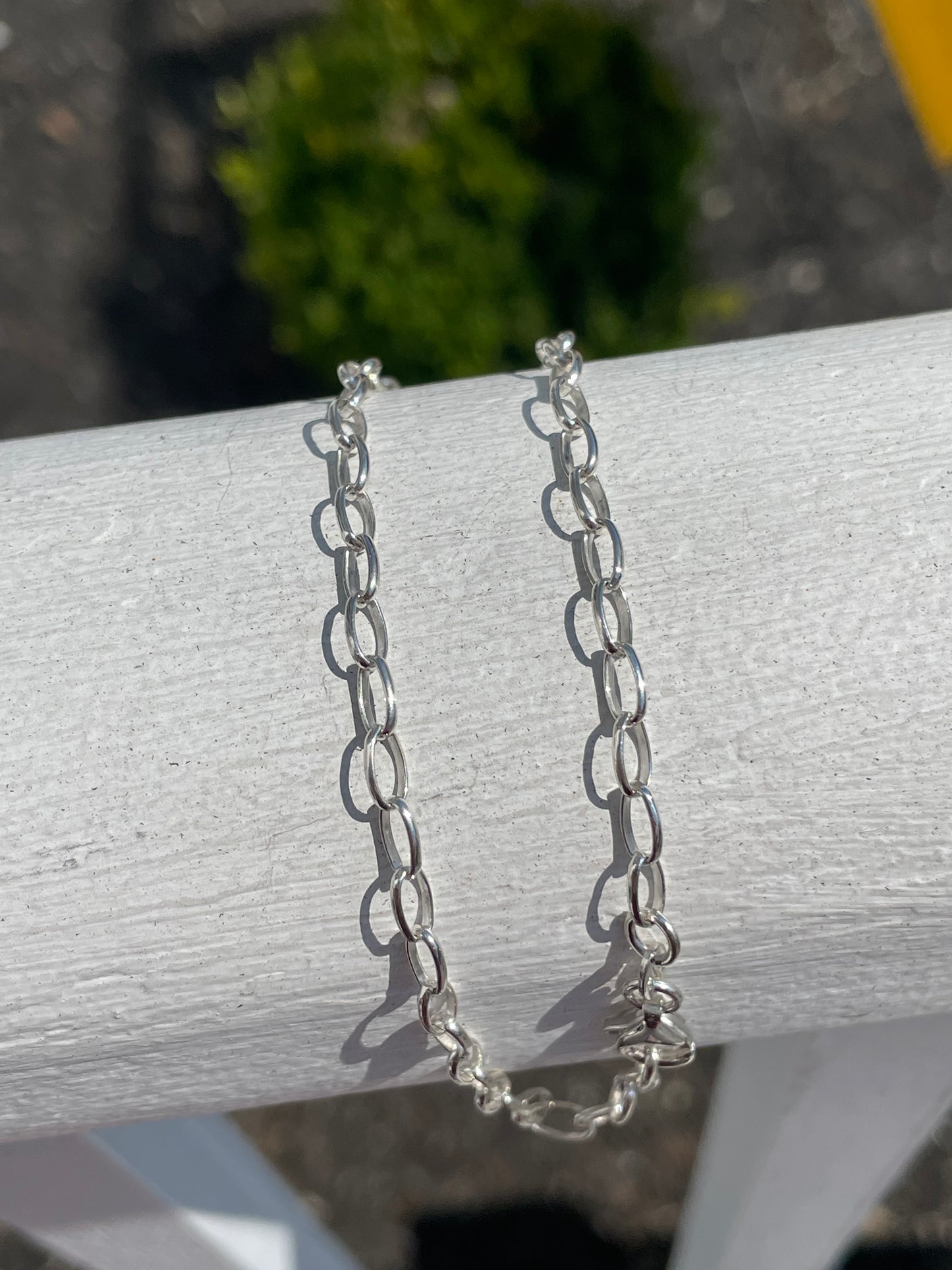 925 Sterling Silver Open Oval Link Anklet 10”