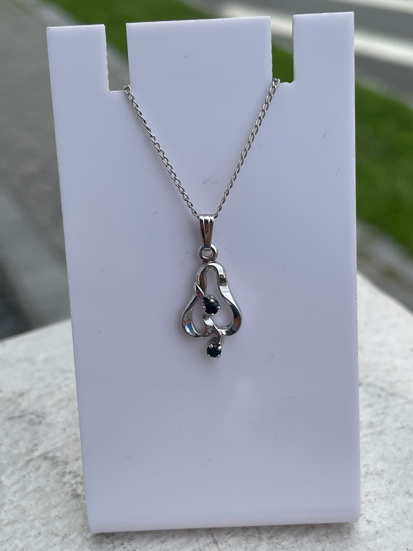925 Sterling Silver Petite Sapphire Necklace
