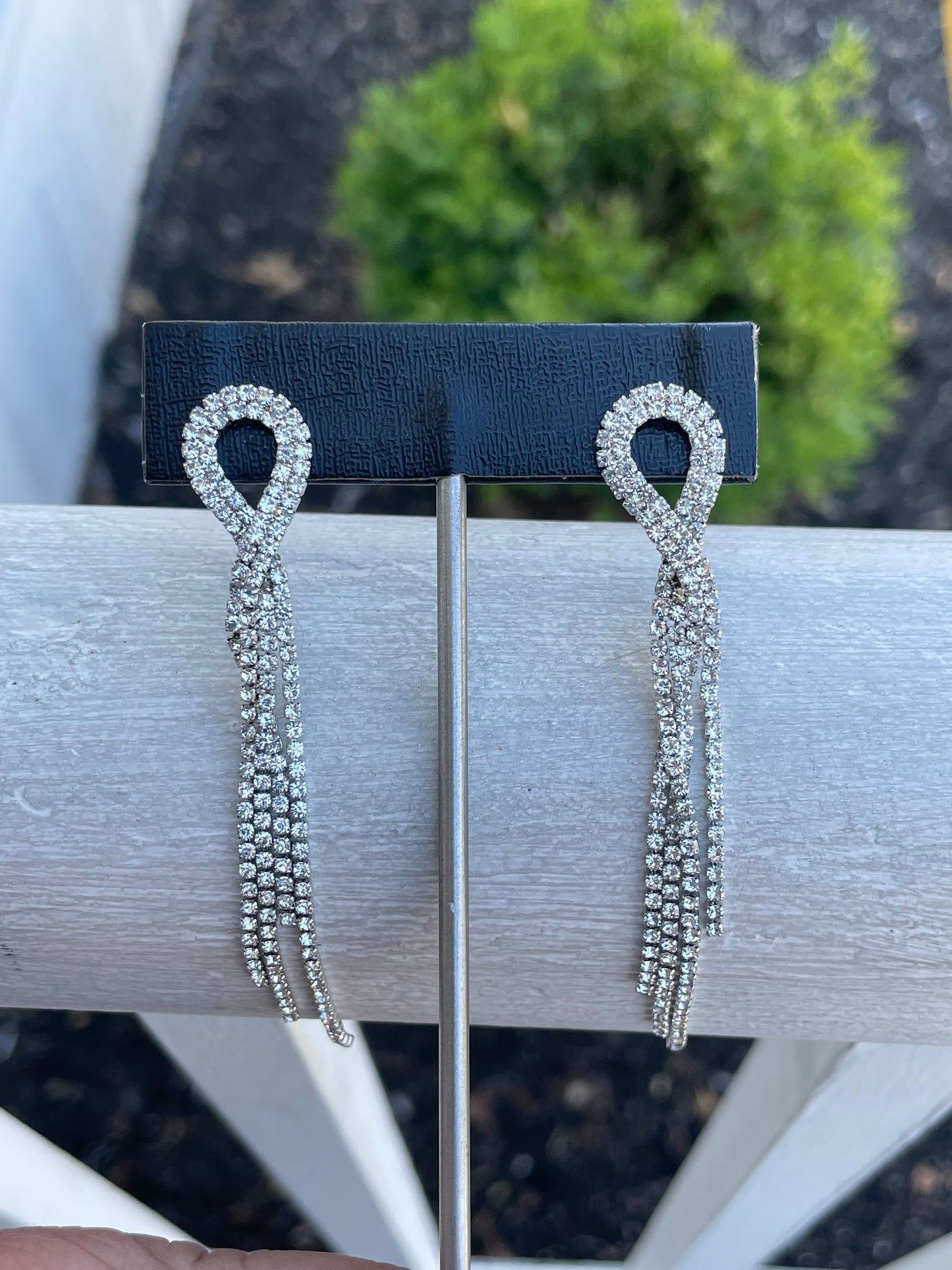 Silver Plated Clear Crystal Chandelier Dangle Earrings