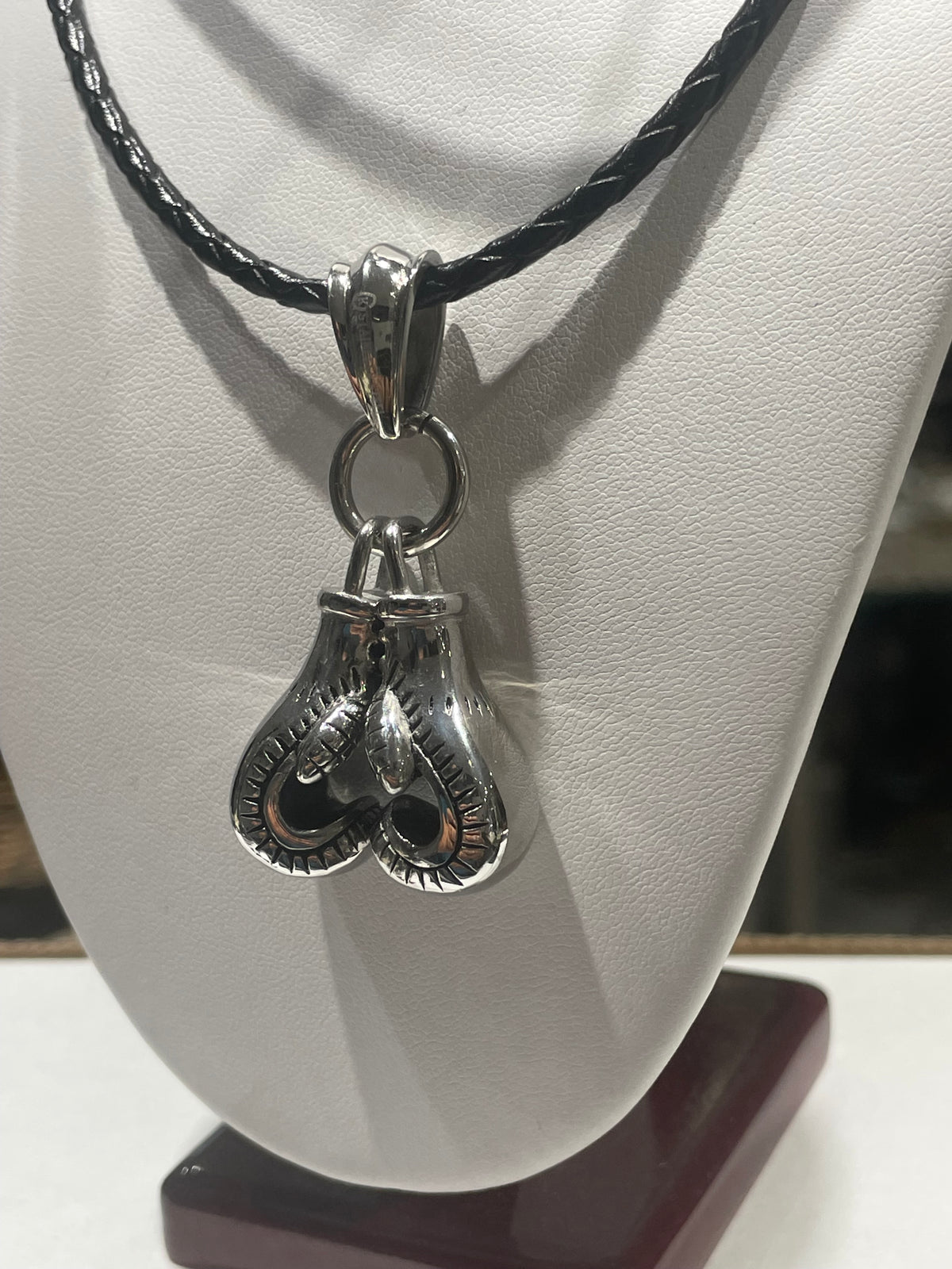 Stainless Steel 3-D Boxing Gloves Necklace