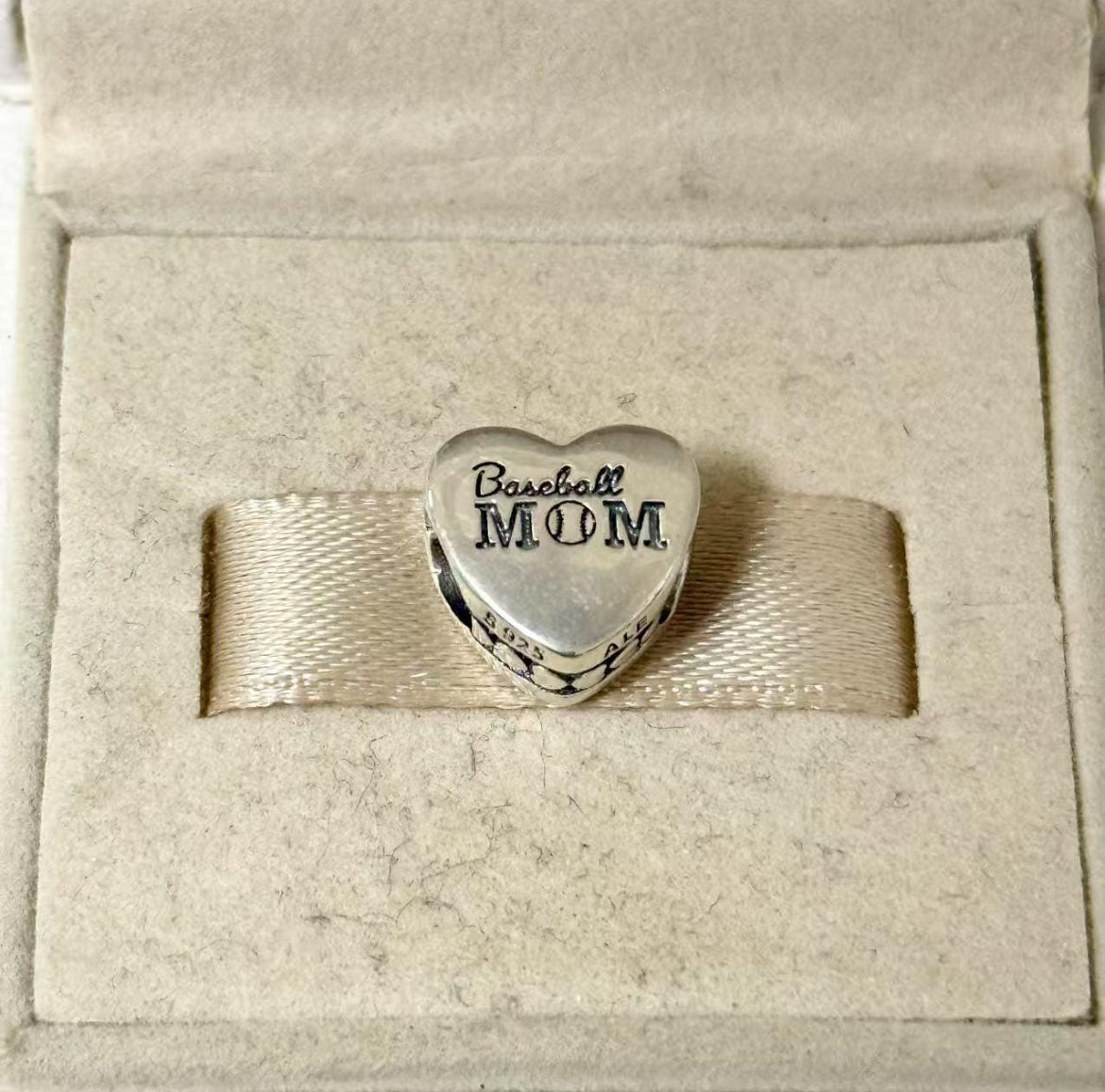Pandora Baseball Mom Heart Charm