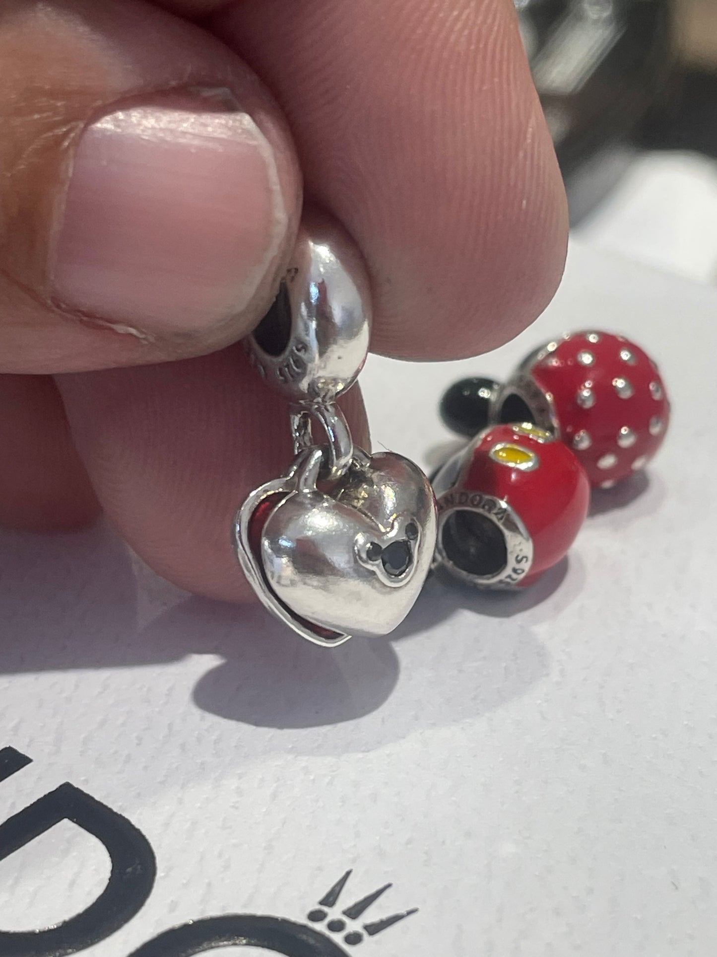 Pandora Disney 3pc Lot Mickey & Minnie Love Heart Set