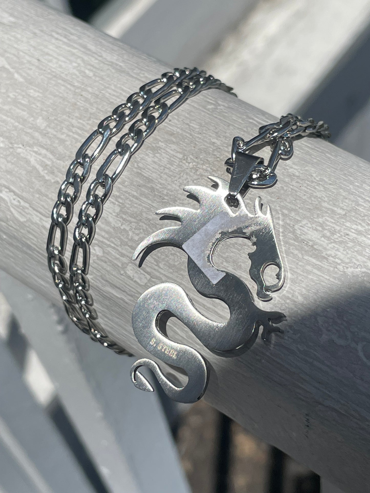Stainless Steel Dragon Necklace 24”