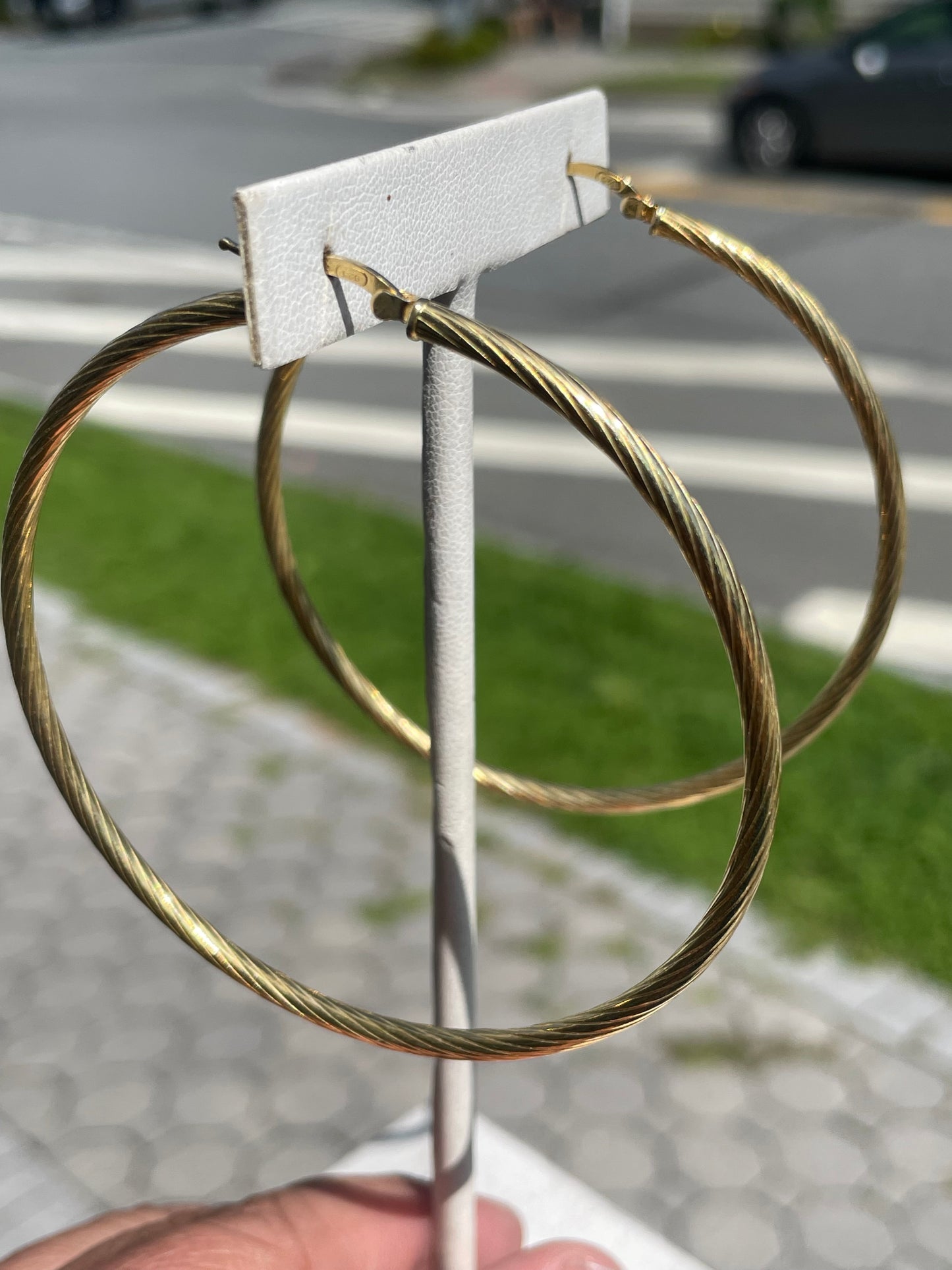 925 Sterling Silver Vermeil 70mm Twist Hoop Earrings