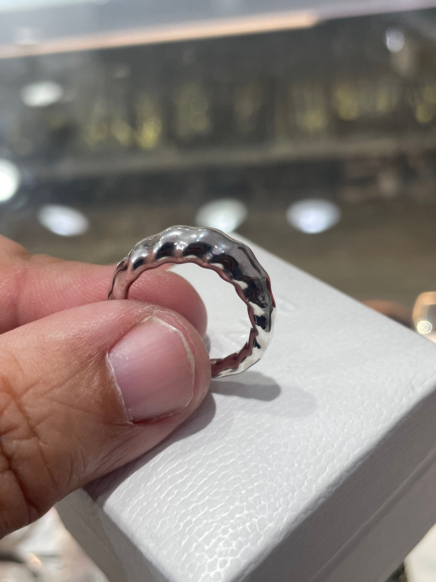 Rare Retired Pandora Liquid Silver Ripples Ring Size 6