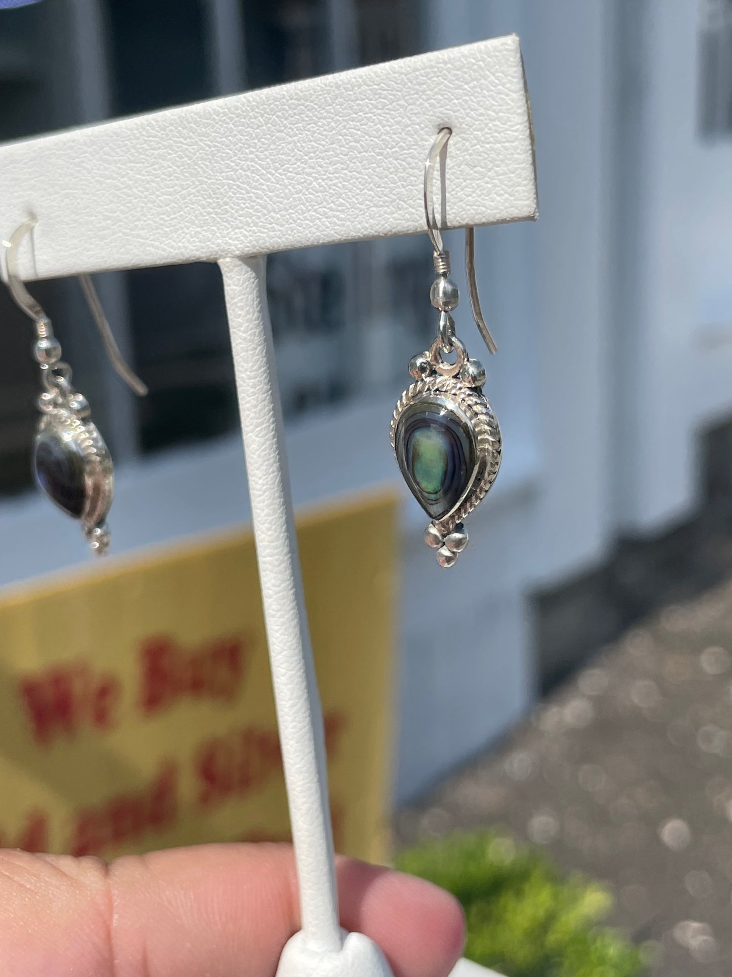 925 Sterling Silver Abalone Drop Earrings