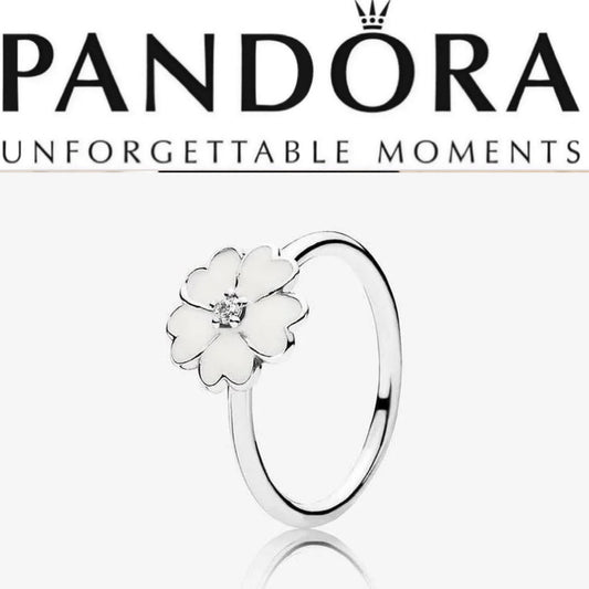 Retired Pandora White Primrose Ring Size 7
