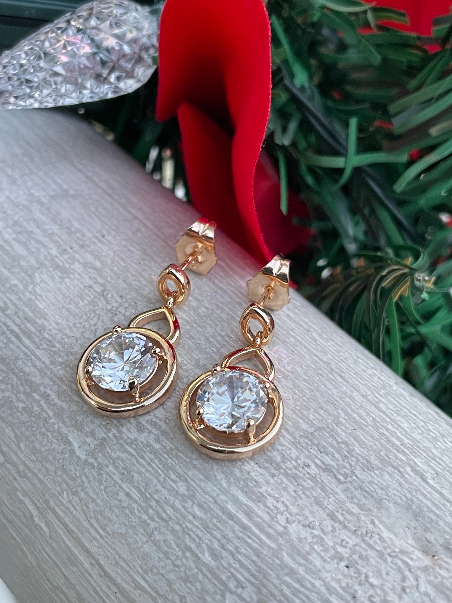 Stainless Steel Vermeil Infinity Large Cz Dangle Earrings