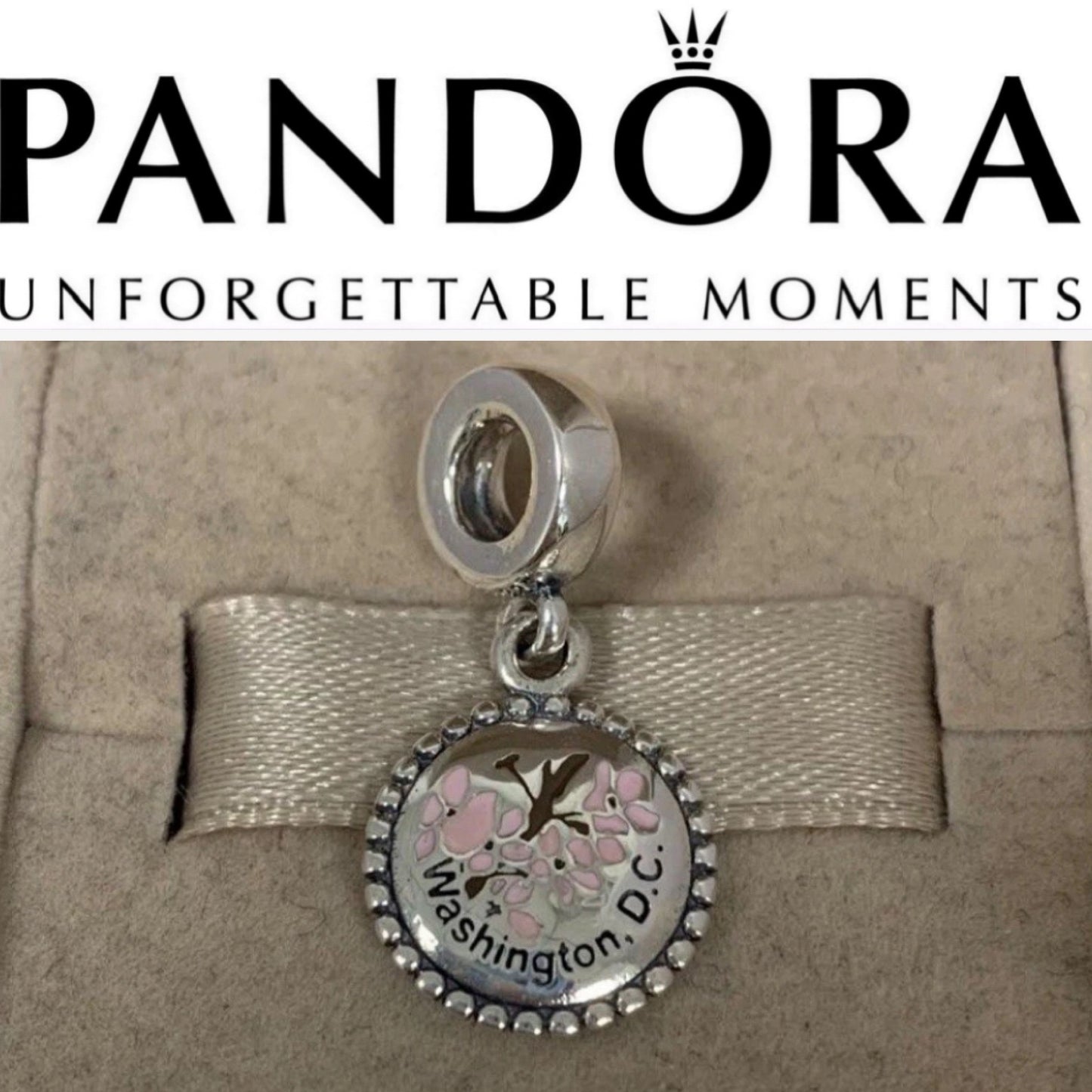 Pandora Washington D.C. Exclusive Cherry Blossom Travel Dangle Charm