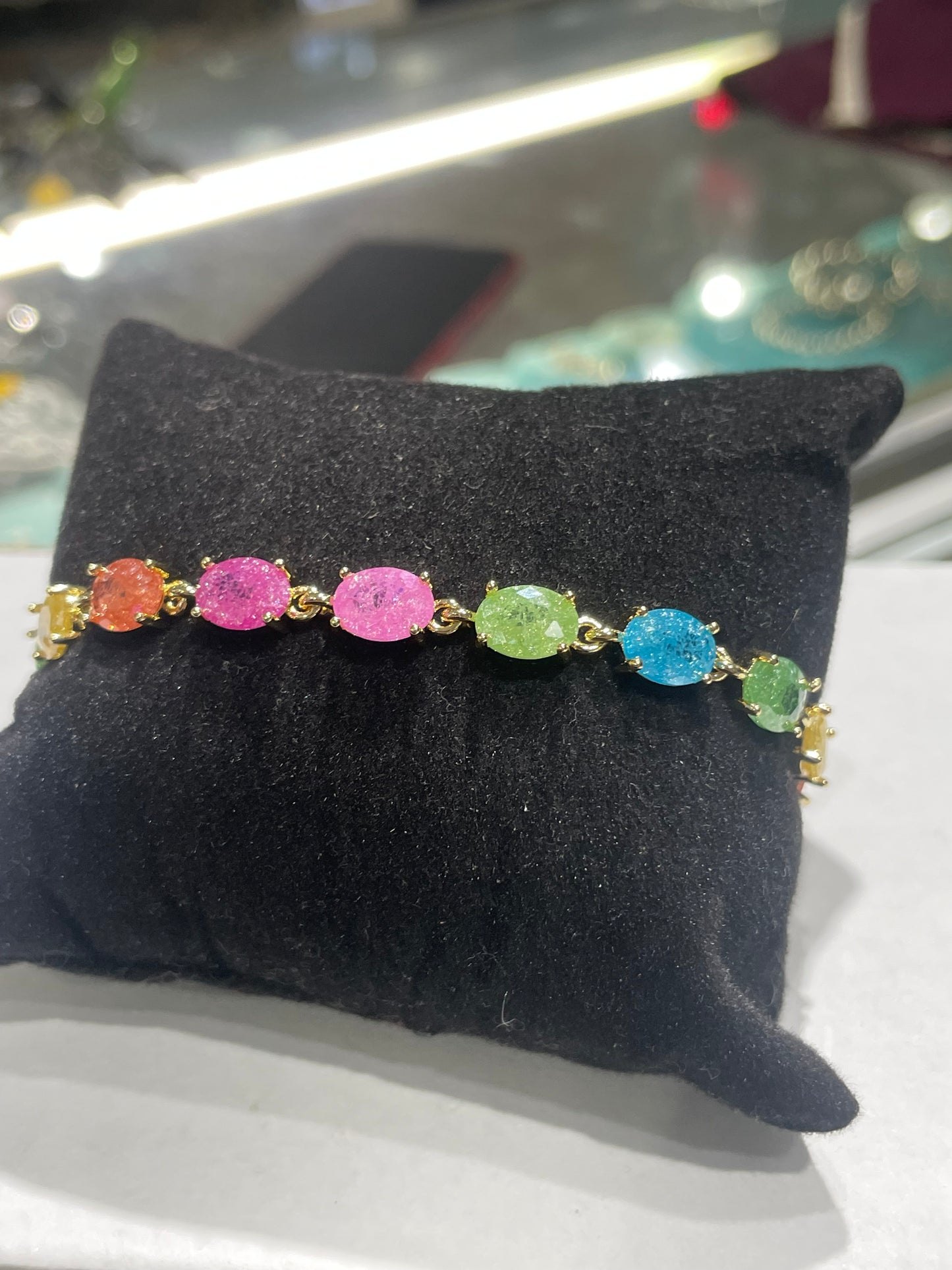 Gold Plated Candy Crush Stone Tennis Bracelet